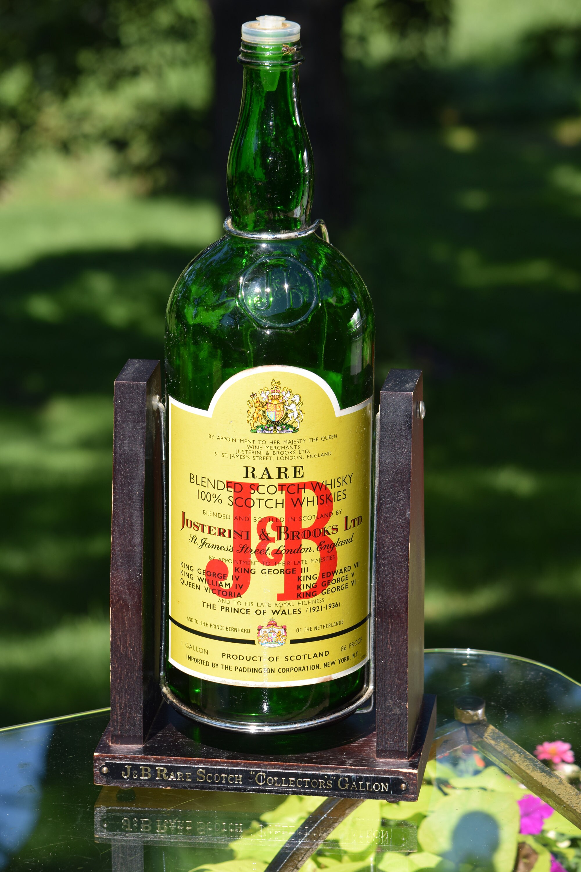 Vintage J B Rare Scotch Collectors Gallon Bottle Stand