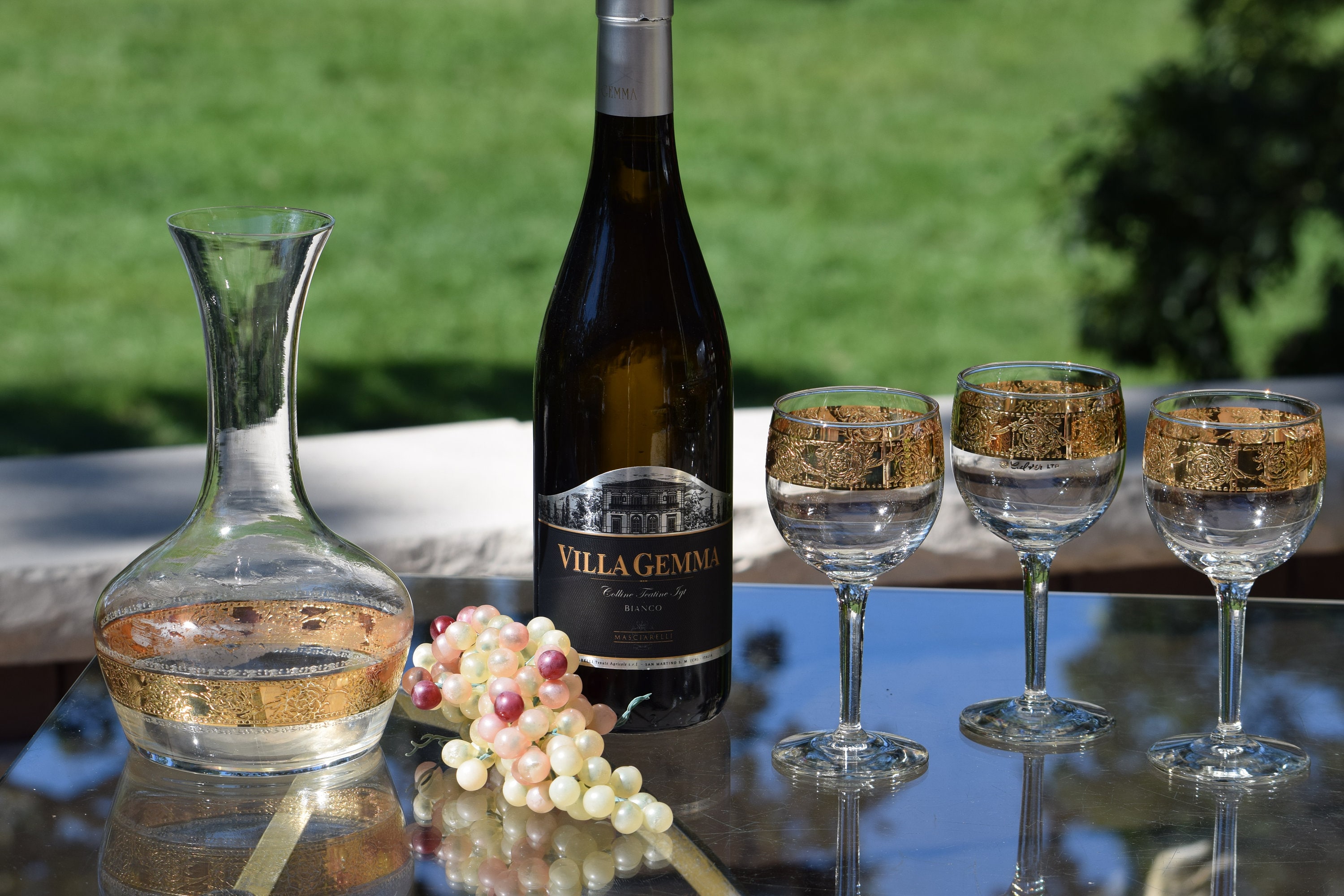 Vintage CULVER Decanter with 6 Wine Glasses, Culver, Tyrol, c 1950's