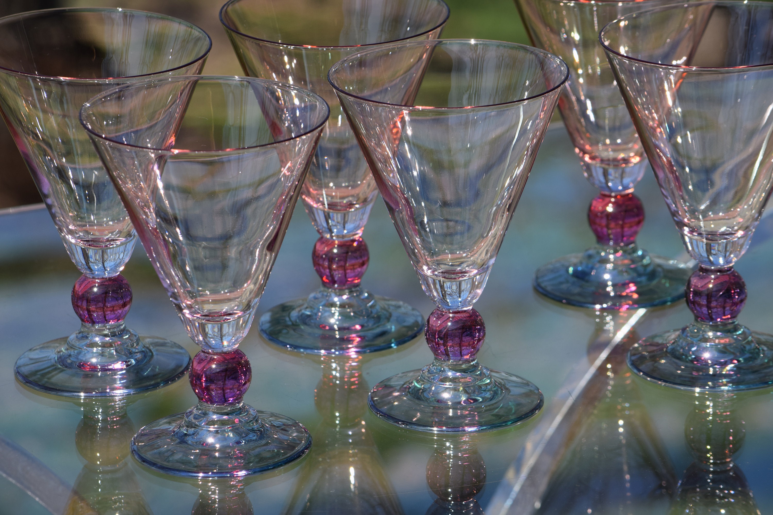 vintage coloured cocktail glasses