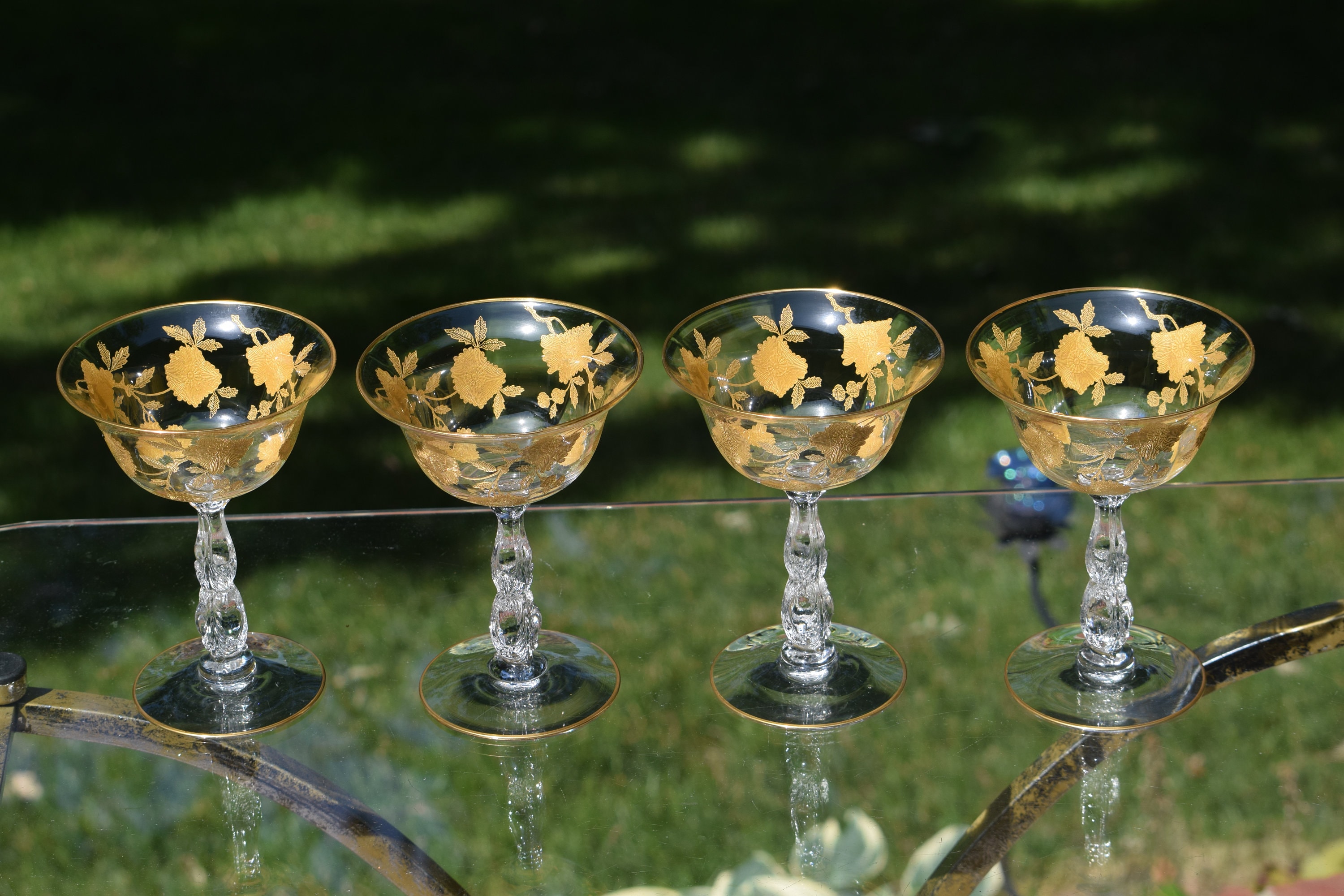 vintage gold cocktail glasses