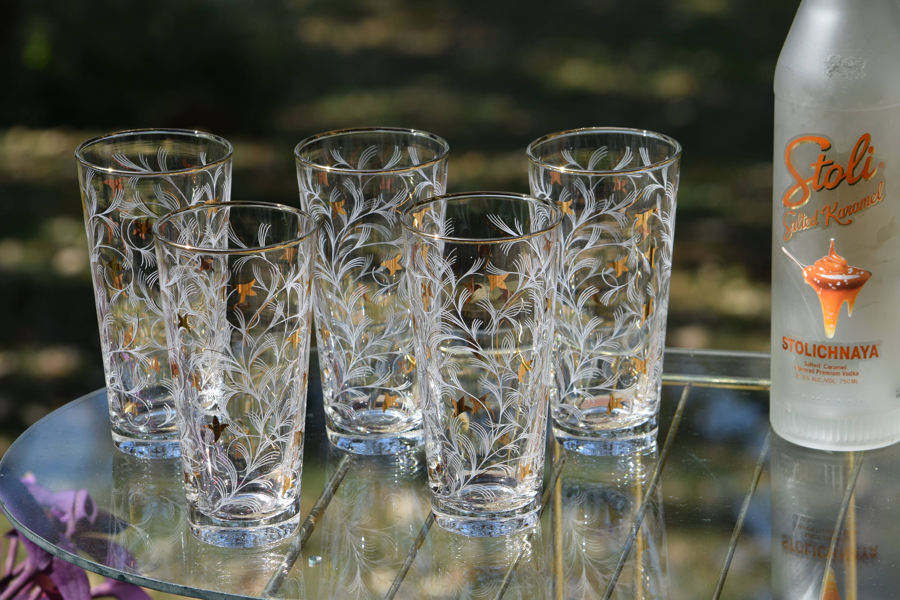 Sold Reserved Christophe Vintage Cocktail Highball Glasses with Gold