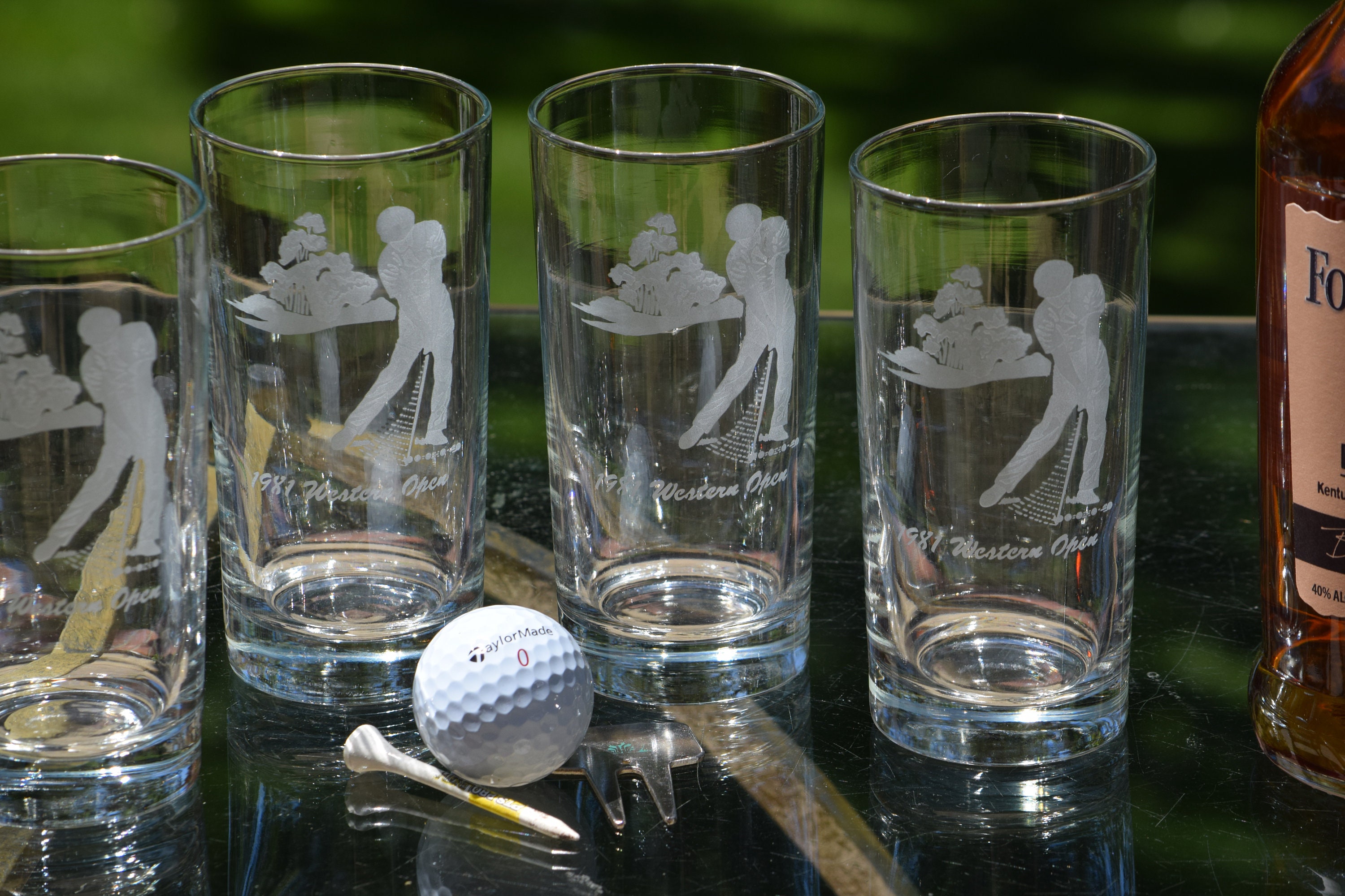 4 Vintage GOLF Cocktail Highball Glasses Home Bar Golf Gifts