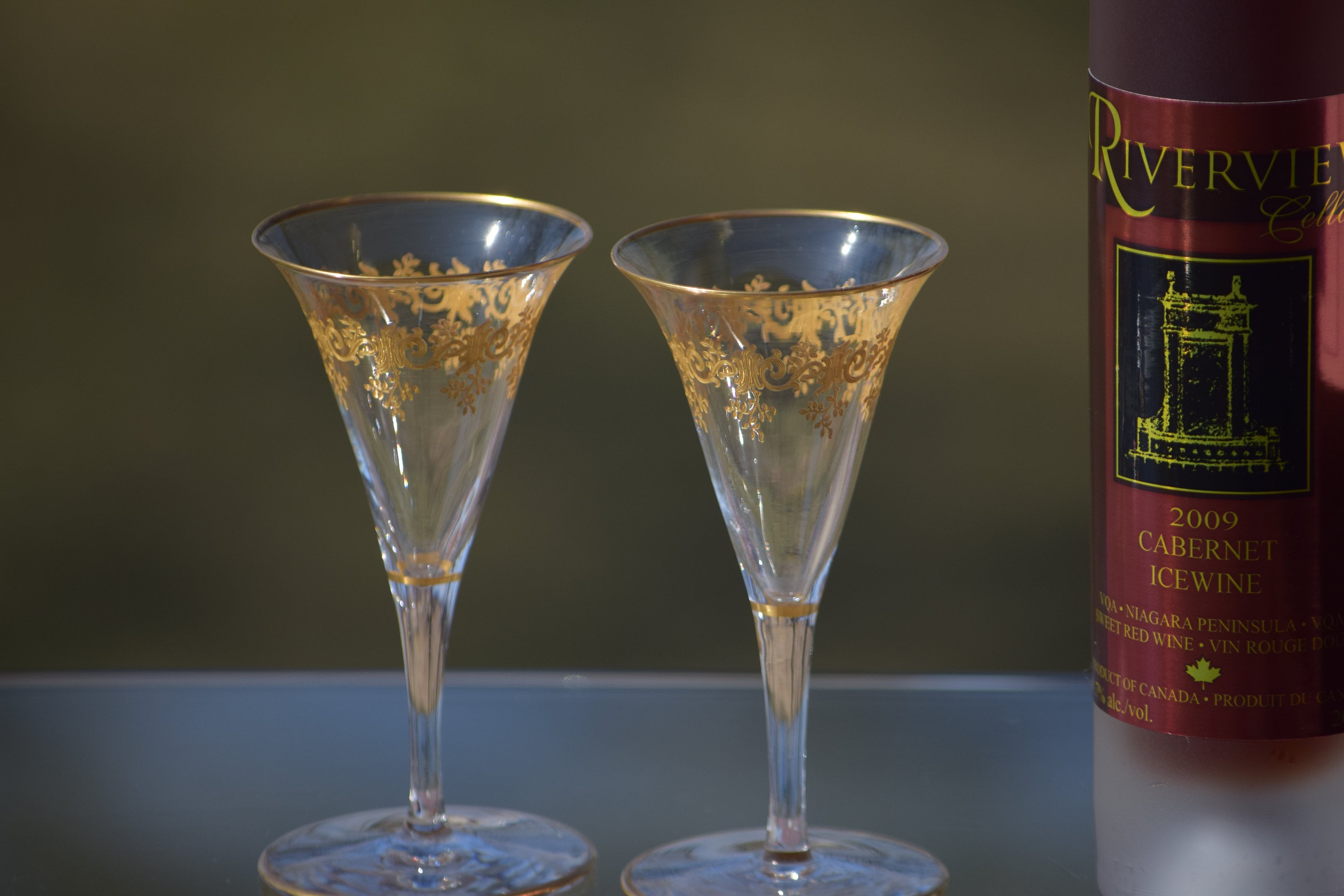Vintage BACCARAT Gold Encrusted Crystal Wine Cordials, Set of 4