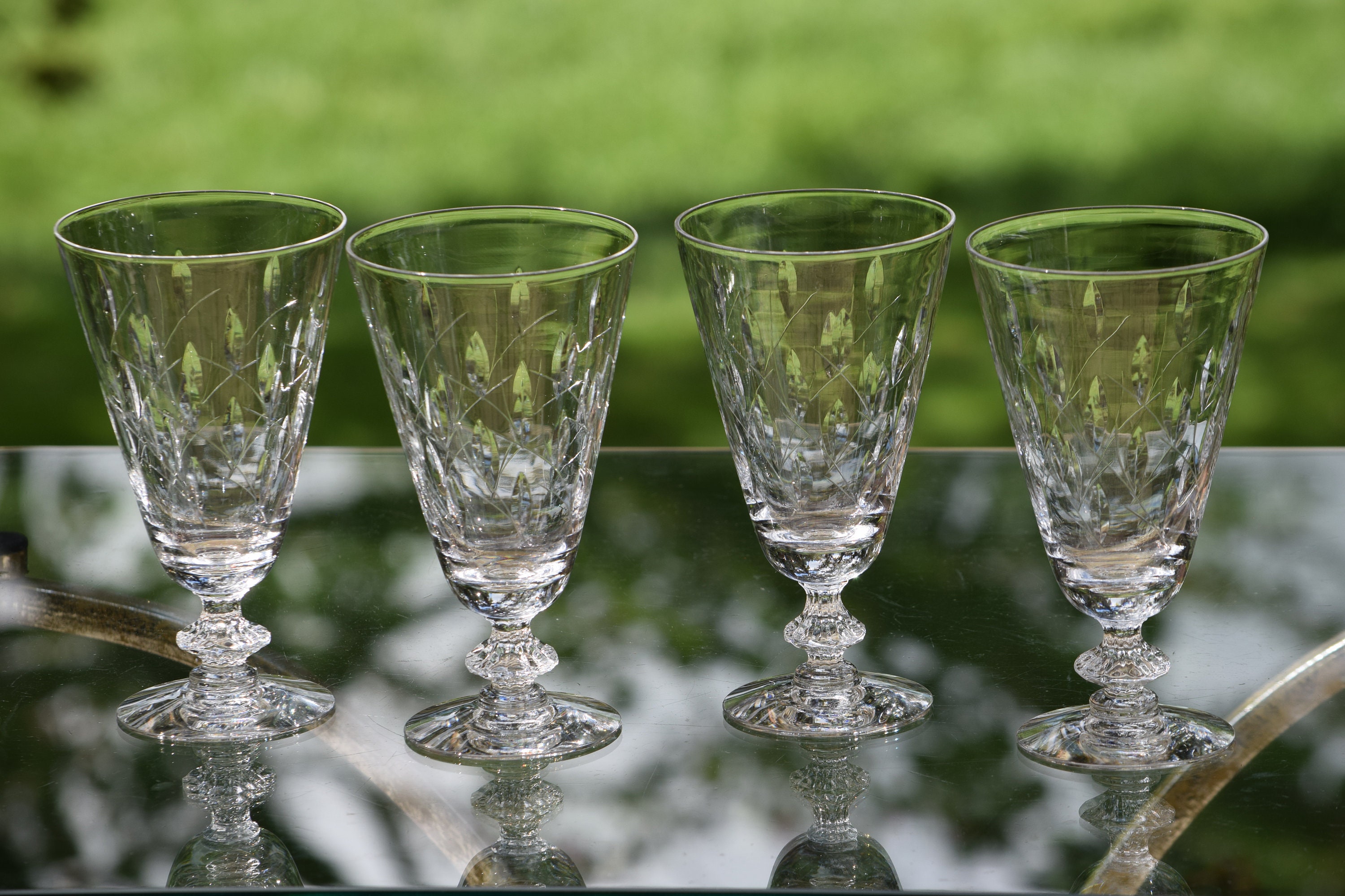 Vintage Crystal Wine Glasses, Set of 4, Duncan Miller, Willow, circa