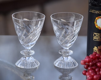 Vintage Crystal Wine Glasses: 1950s Dessert Cocktail Stemware, Set of 4