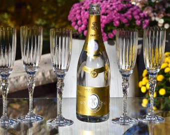 Vintage Mikasa Crystal Champagne Flutes: Gold Rim Toasting Glasses