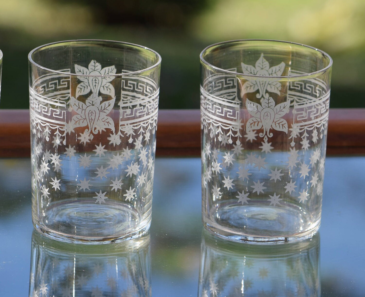 Vintage Etched Lowball Glasses, Set of 4, Vintage Scotch Whiskey