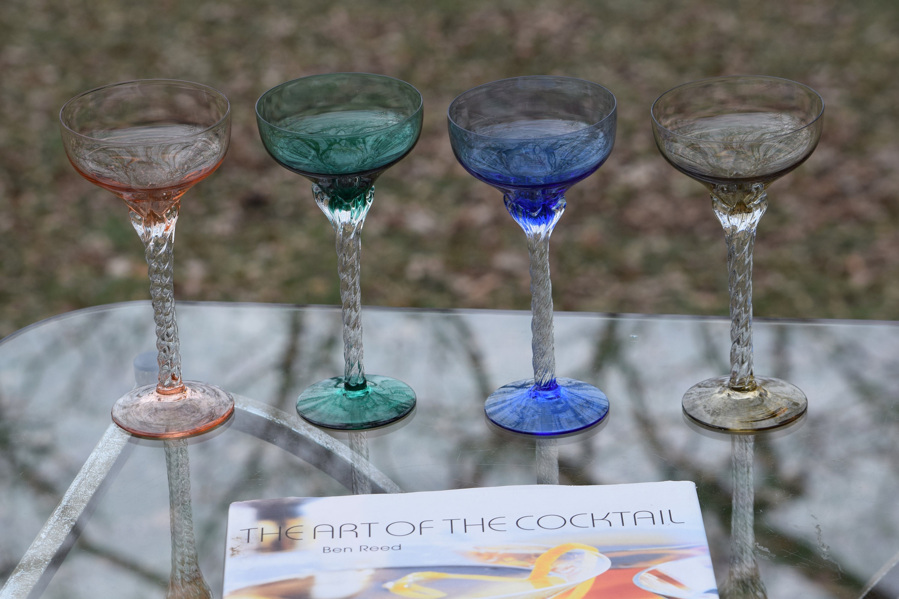 vintage coloured cocktail glasses