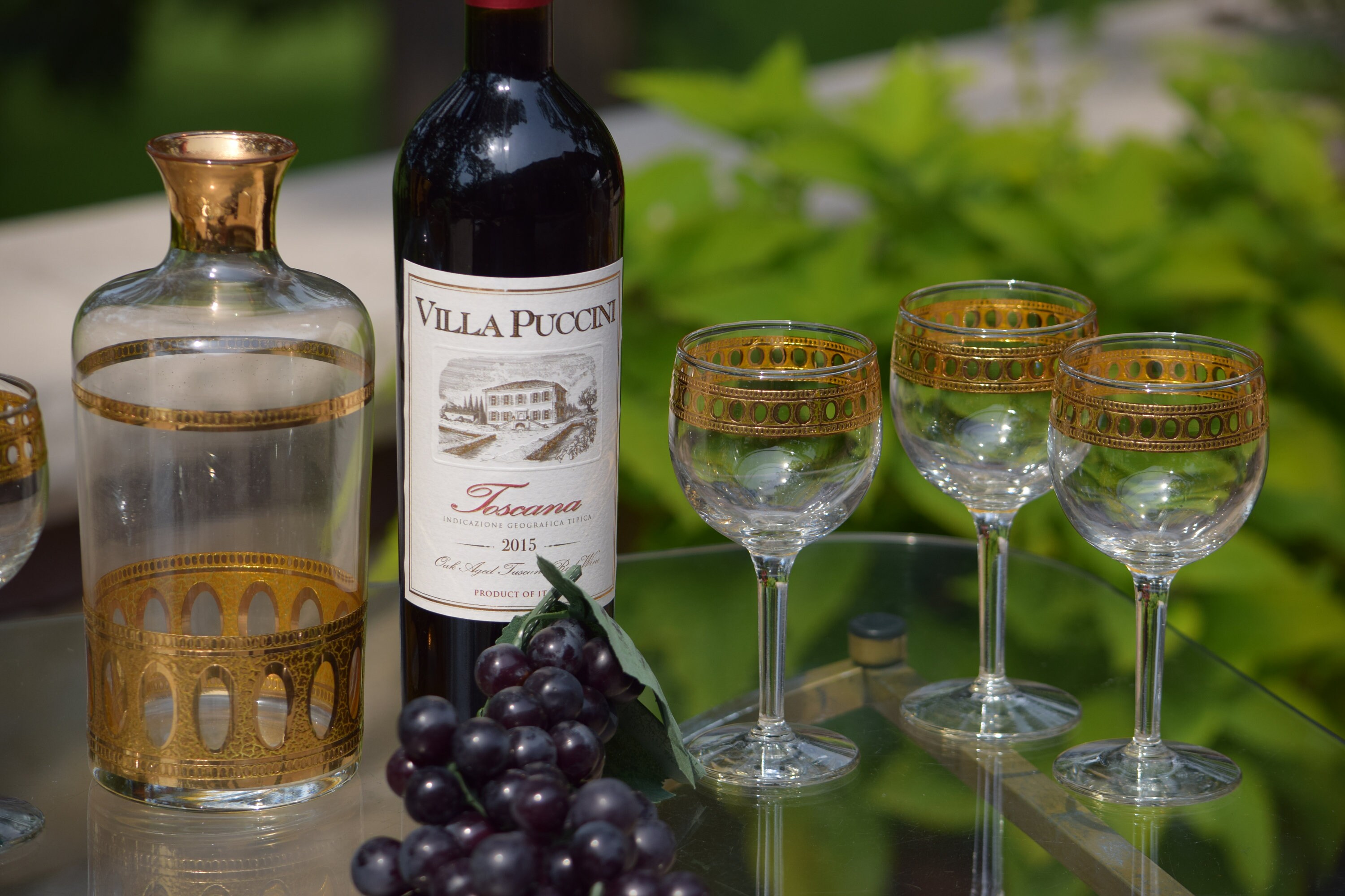 Vintage CULVER Decanter with 5 Wine Glasses, Culver, Antigua, c 1950's