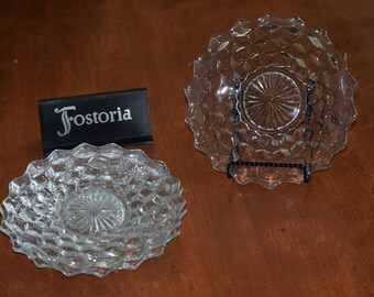 Appetizers Anyone? 4 Vintage Glass 7" Plates,  Appetizer ~ Cheese Plates ~ Fostoria, circa 1950,  Luncheon - Dessert -Salad Plate