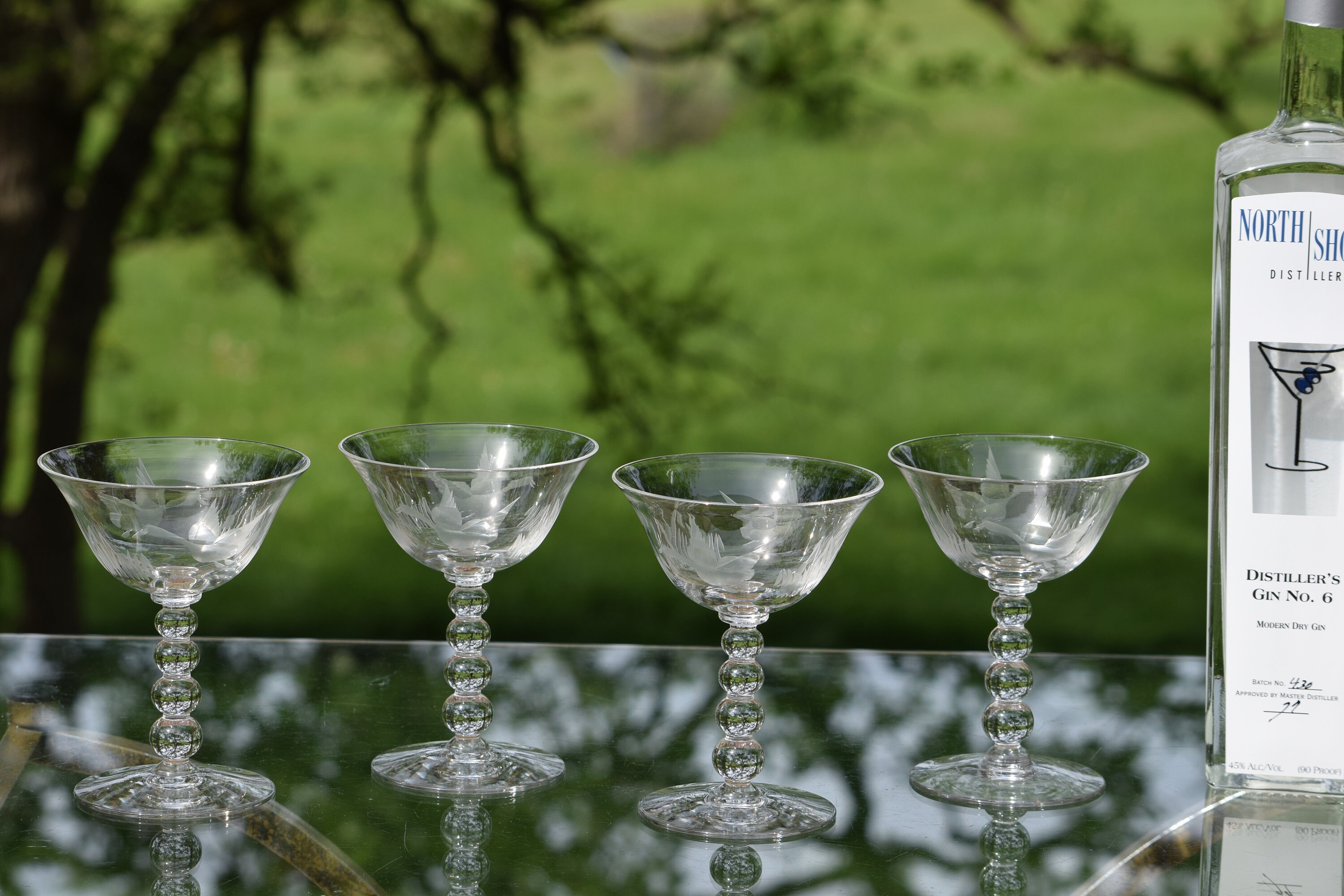 6 Vintage Cocktail - Martini Glasses, Candlewick, circa 1950's