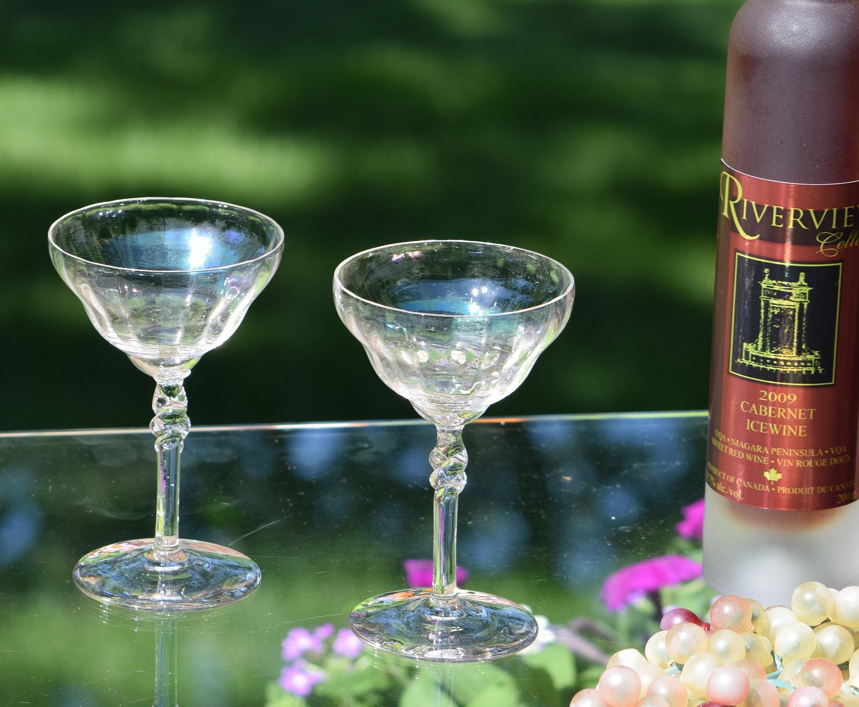 Vintage Iridescent Wine Liquor Cordial Glasses, Set of 4, Vintage Wine