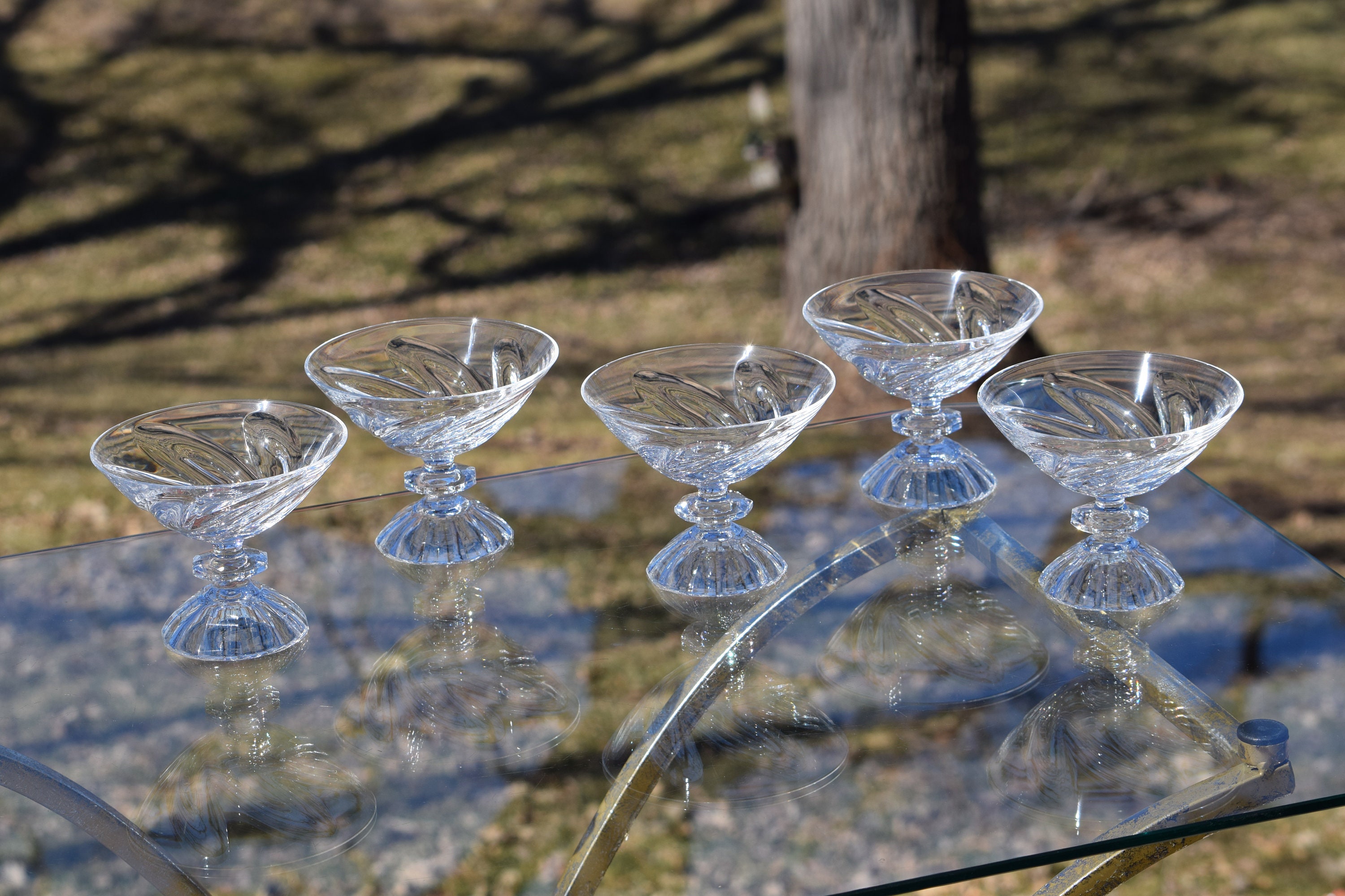 Vintage Crystal Cocktail Glasses Set Of 5 Mixologist Cocktail Glasses ~ Unique Crystal Martini