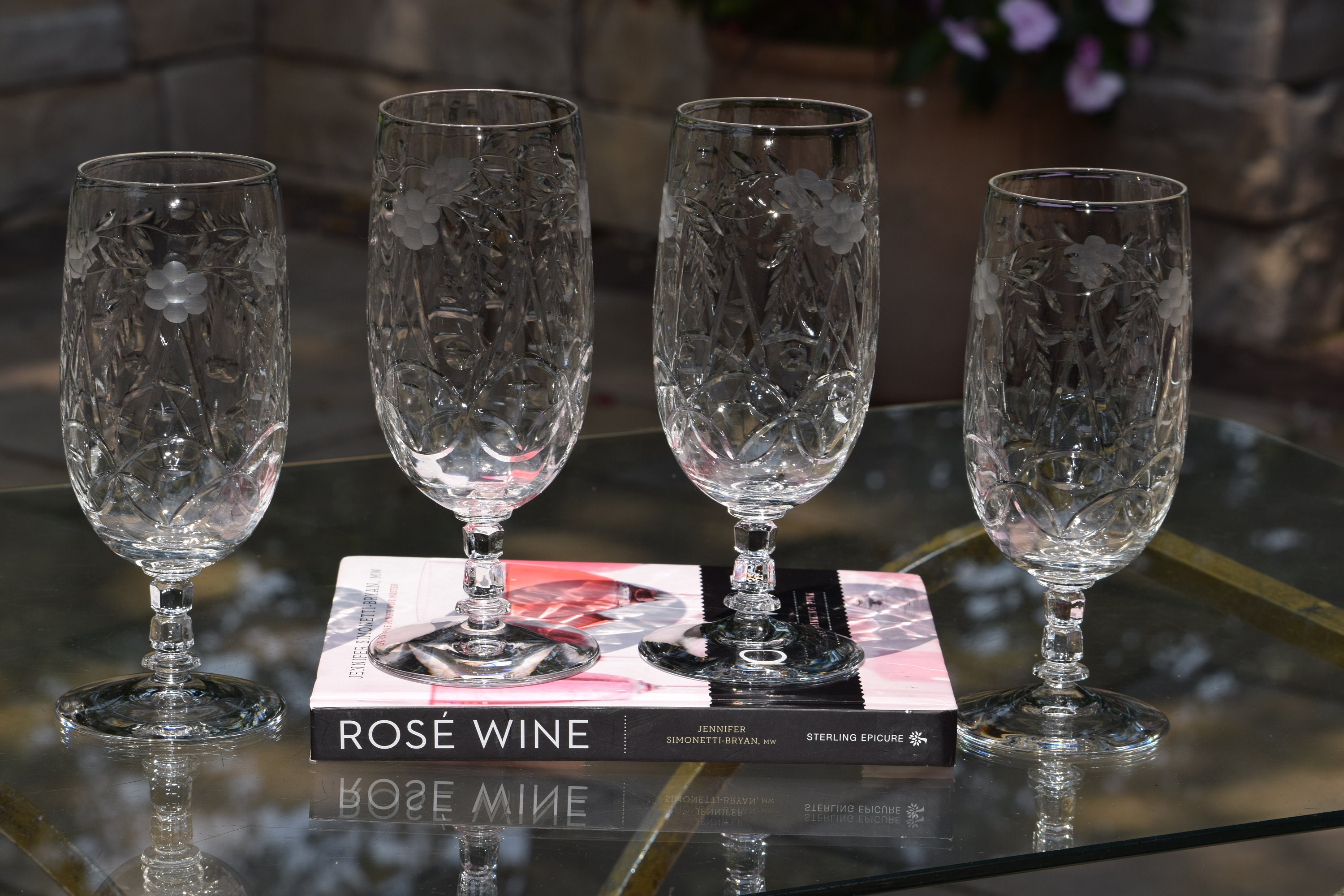 Epicure Personalized Crystal White Wine Glasses Set/4