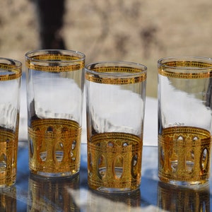 Serve in Style! 5 Vintage Culver Antigua Highball - Cocktail Glasses, Mid Century Barware, Scotch Whiskey Bourbon Glasses, Gold Highballs