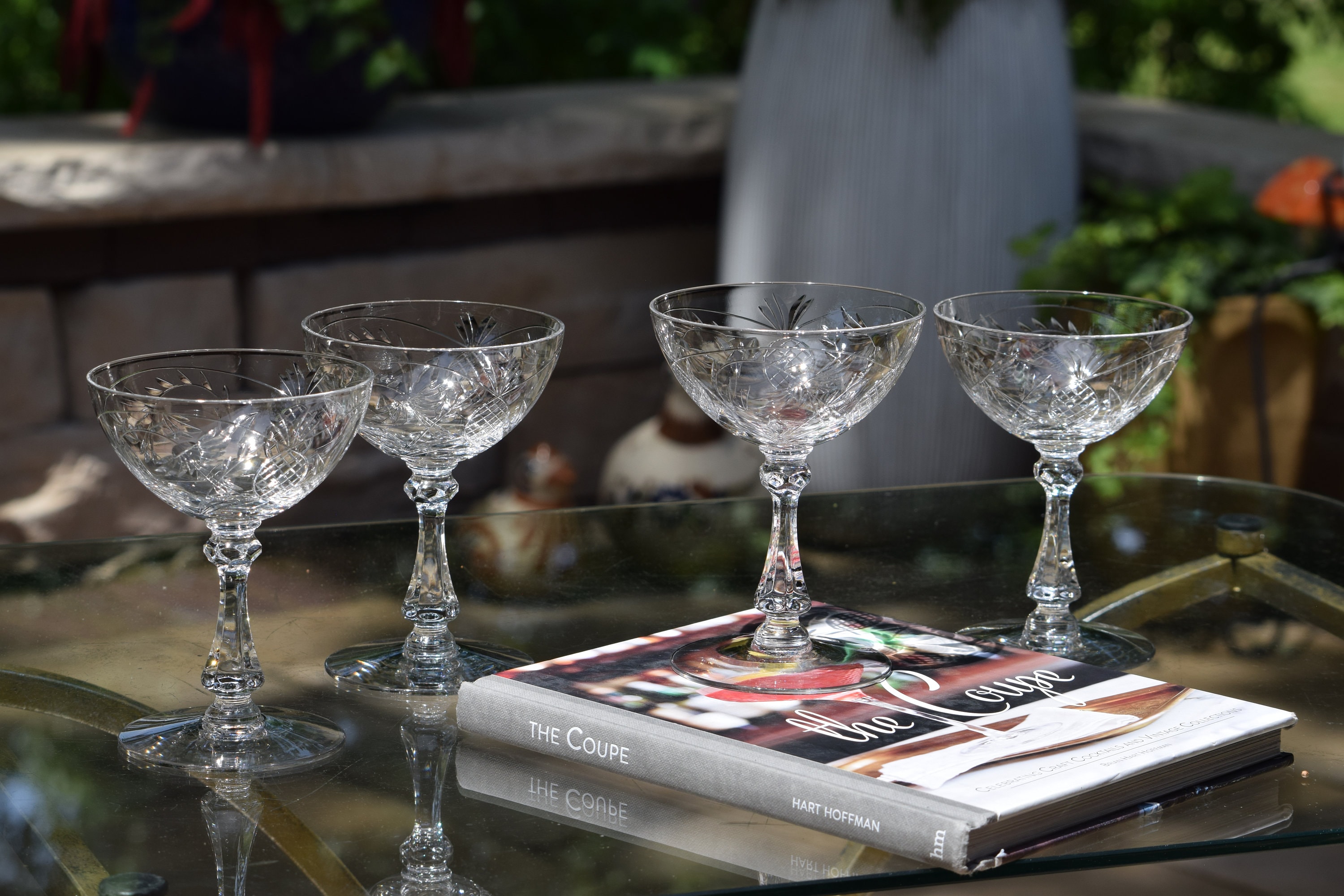 4 Vintage Etched Cocktail Martini Glasses, Set of 4 Mis-Matched - Mixed  Cocktail glasses, Vintage Champagne Glasses ~ Manhattan Glasses