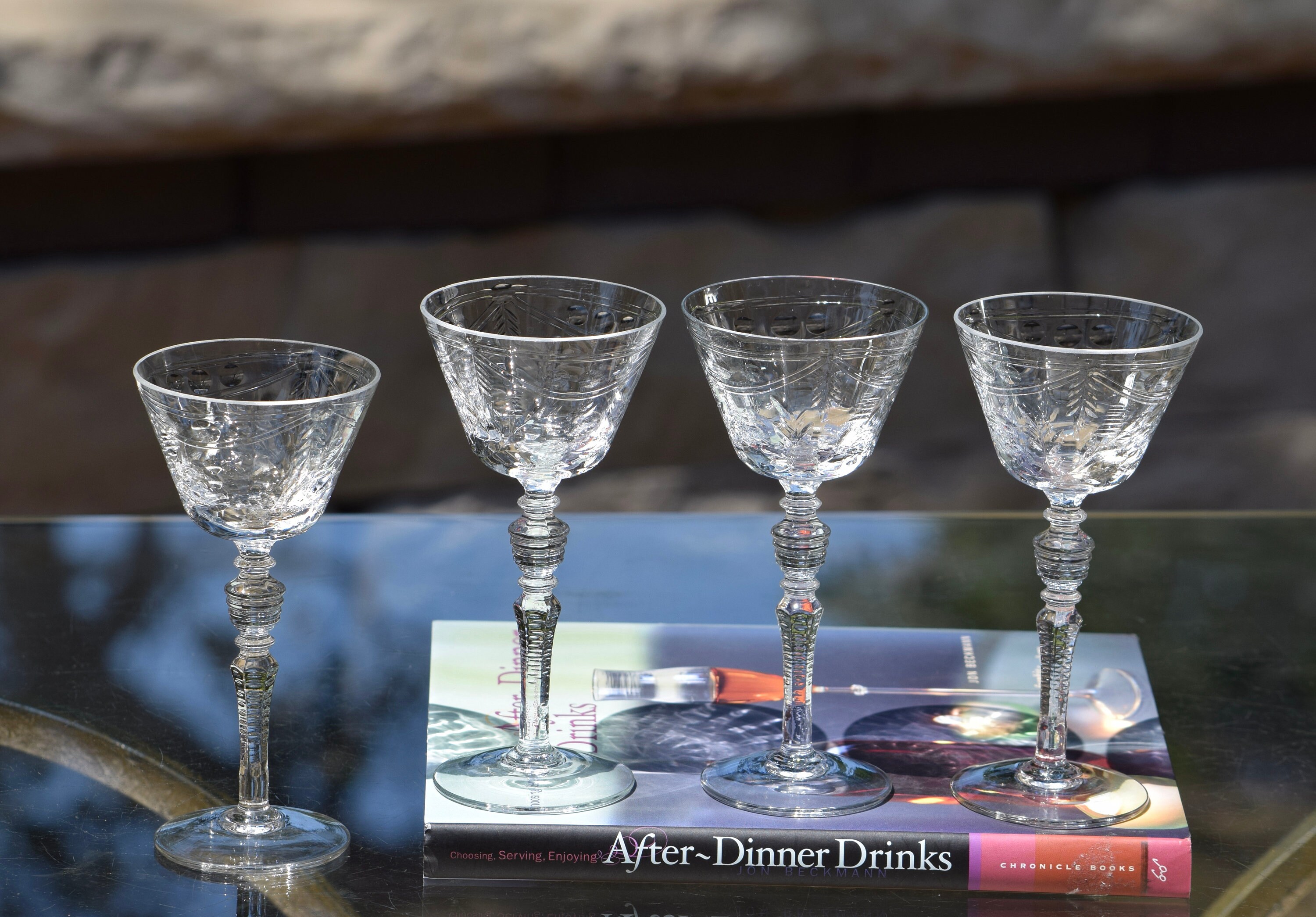 Vintage Etched Crystal Cocktail Glasses - Set 4 – J. Earl & Sons