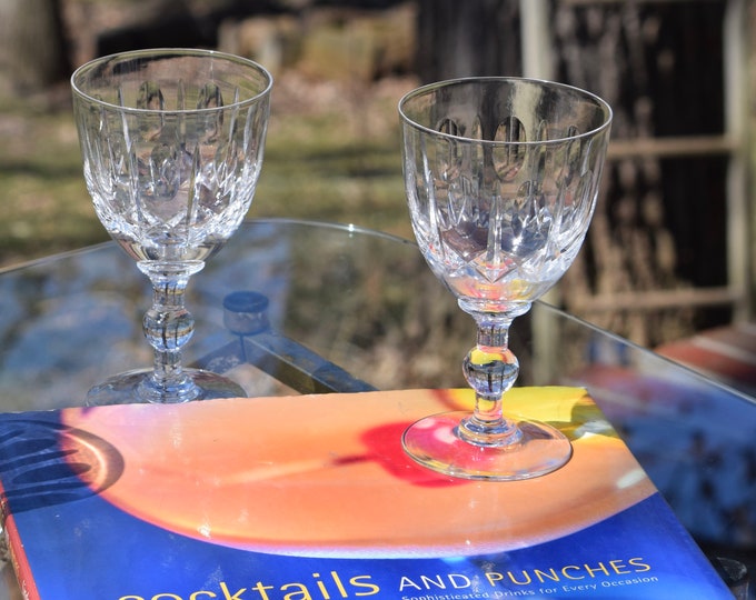 4 Vintage Etched Crystal Wine Glasses, Royal Brierley Crystal,  1970's, Vintage Water Goblets, Vintage Etched Cocktail Glasses