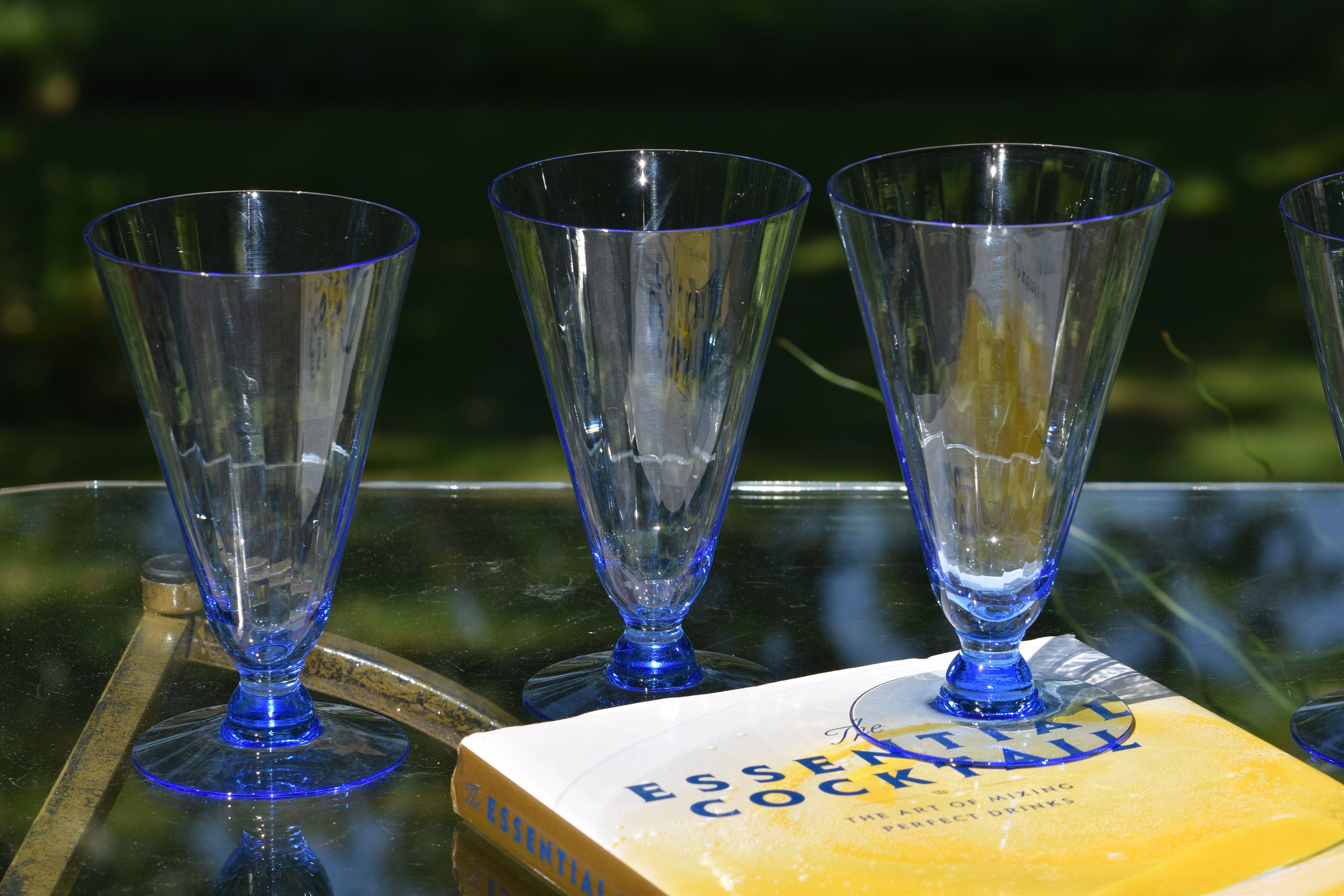Vintage Blue Cocktail Glasses Set of 4, Cocktail Party Glasses, Vintage