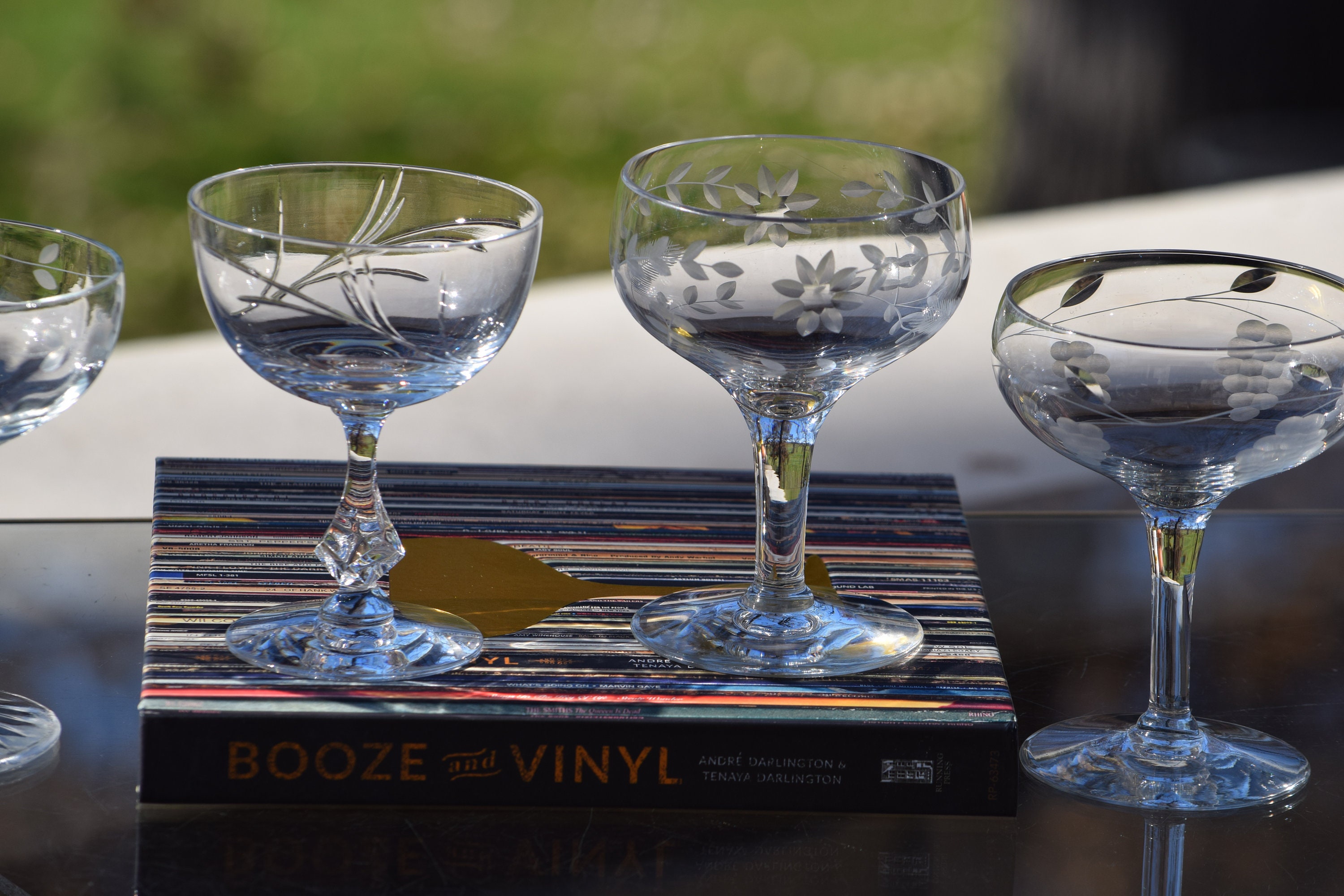 Food52 Vintage-Inspired Etched Martini & Cocktail Glasses - Goblet (Set of 4)