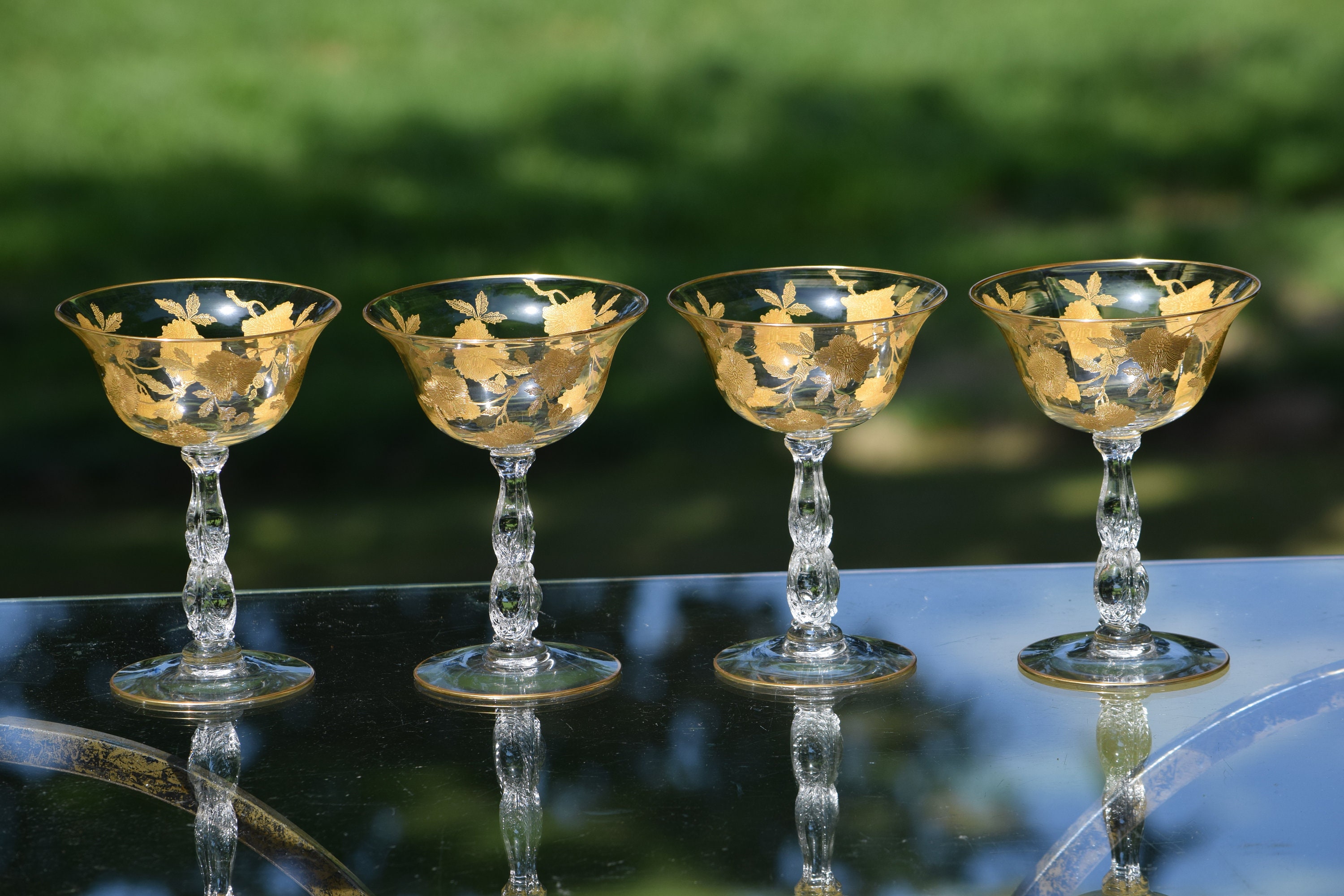vintage gold cocktail glasses