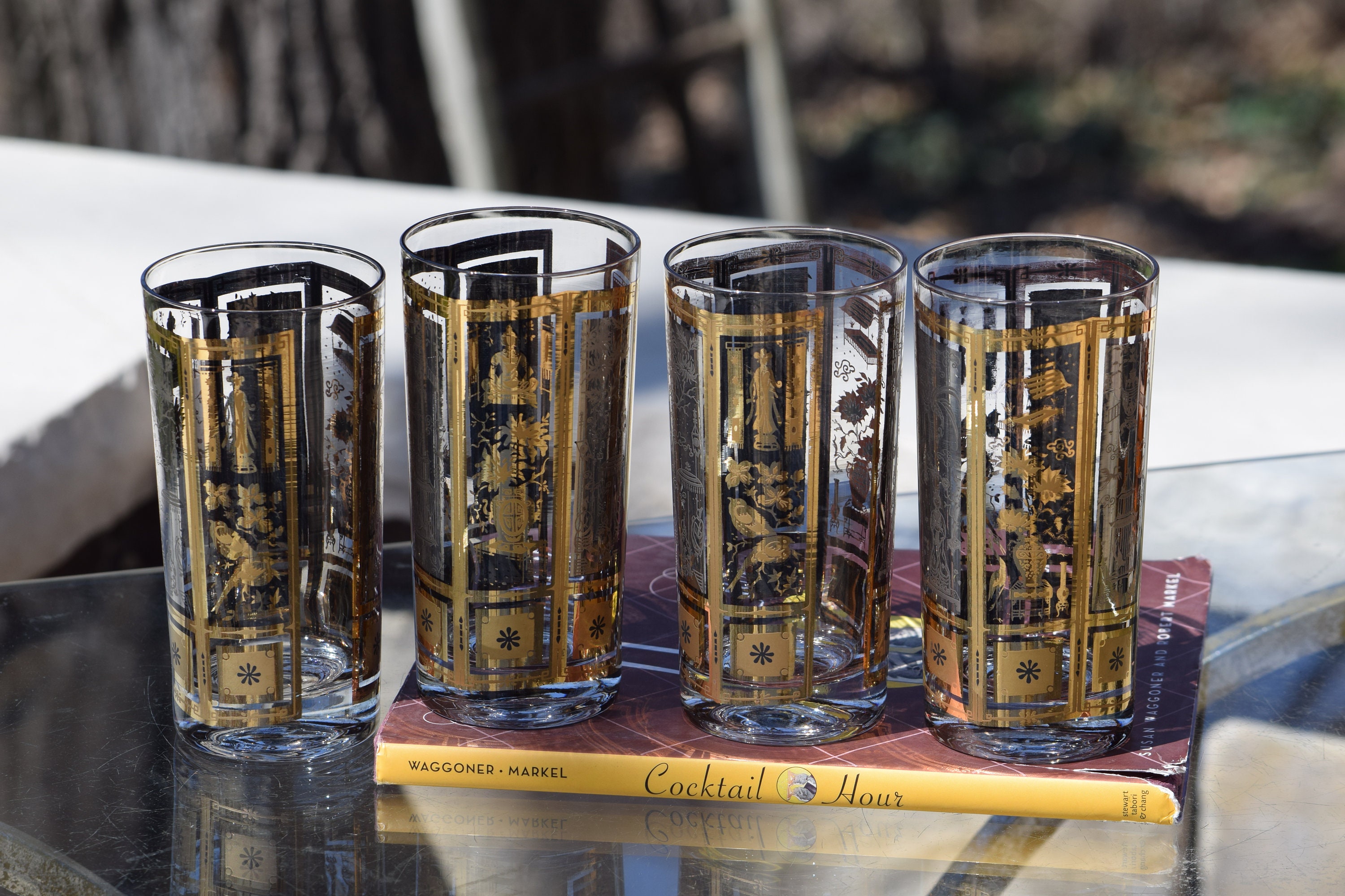 4 Vintage Culver 22k Gold Cocktail Highball Glasses, 1970's, Culver  Cocktail Glasses, Whiskey Bourbon Glasses Hollywood Regency