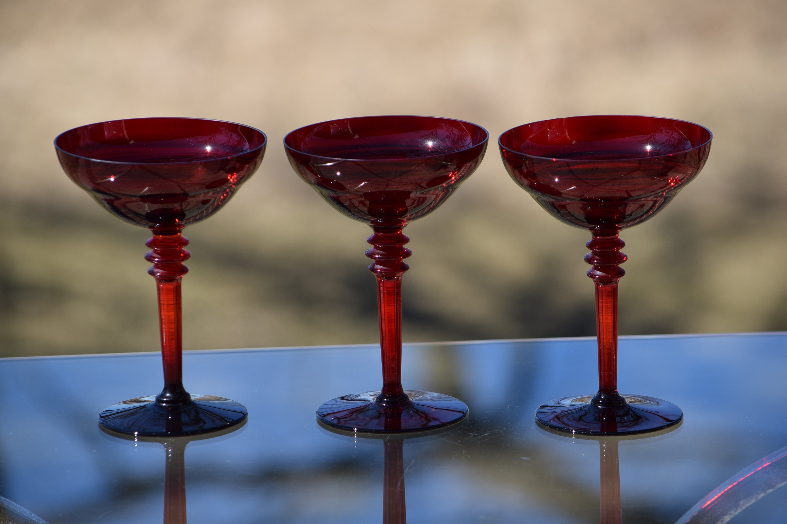 vintage coloured cocktail glasses