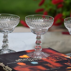 Vintage Fostoria Etched Crystal Liqueur Glasses, Set of 4, 3oz