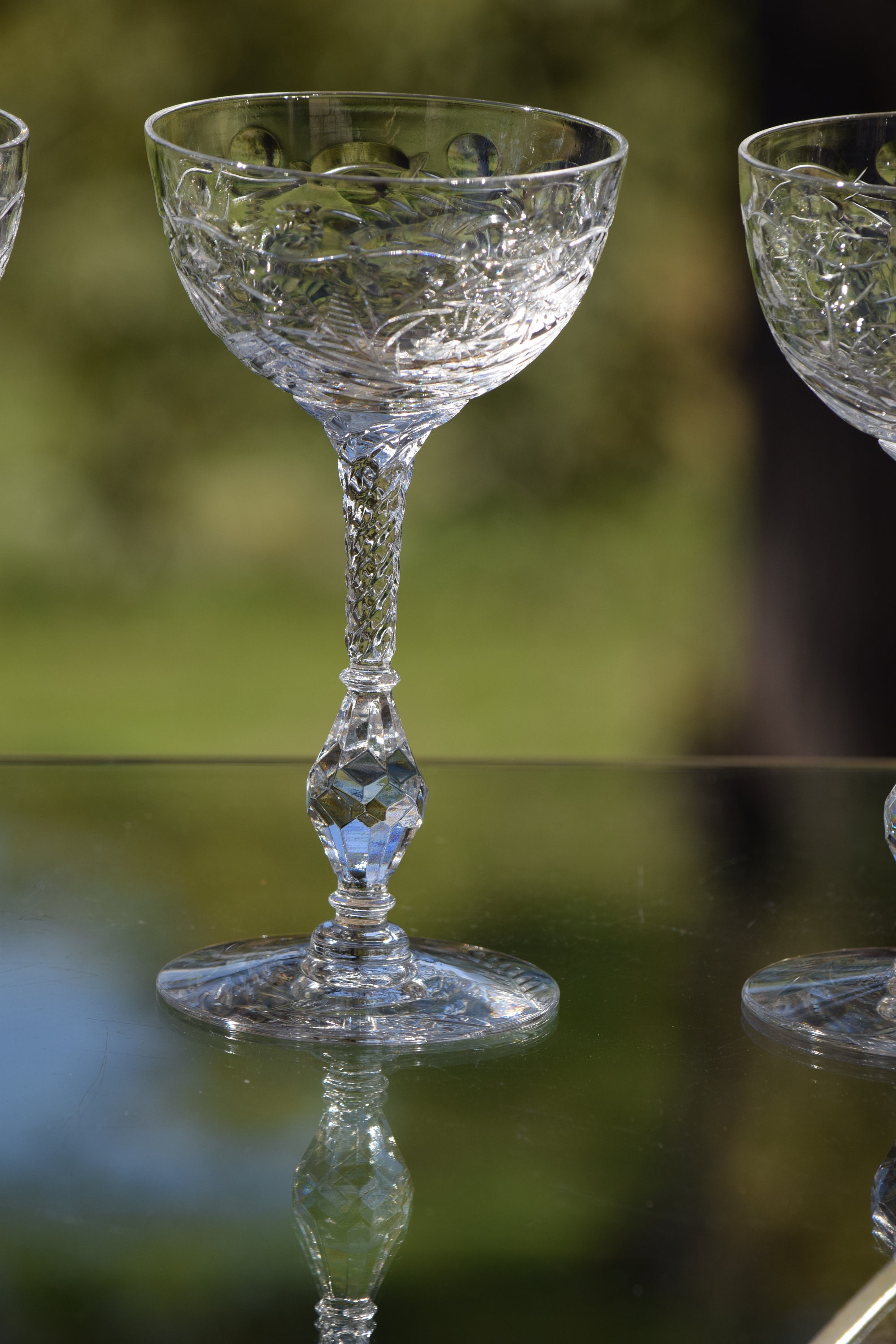 Vintage Etched Crystal Cocktail Glasses Set Of 4 Rock Sharpe Rhondo