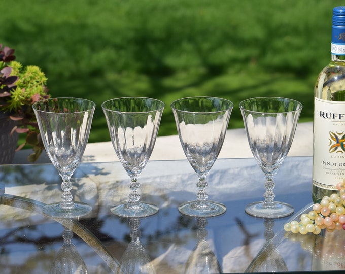 ELEGANT 4 Vintage CRYSTAL Wine Glasses, Fostoria Crystal, 1960's, Vintage Crystal Water Goblets, Exquisite Wedding Toasting Wine Glasses,