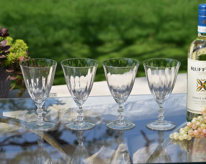 4 Vintage CRYSTAL Wine Glasses, Fostoria Crystal, 1960's, Vintage Crystal Water Goblets, Exquisite Wedding Toasting Wine Glasses,