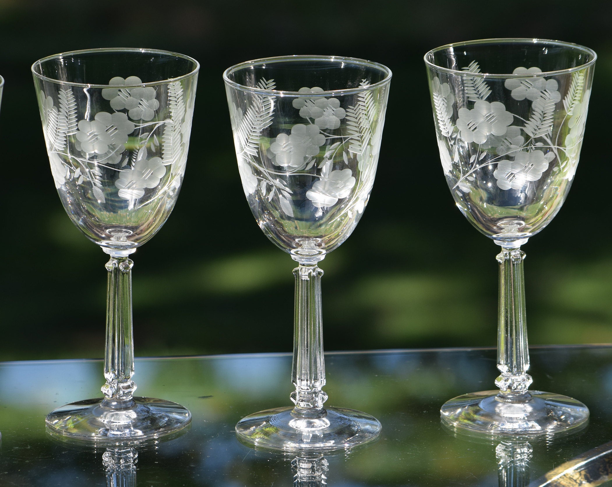 Vintage Etched Wine Glasses Set Of 4 Elegant Tall Vintage Wine Glasses Wedding Toasting