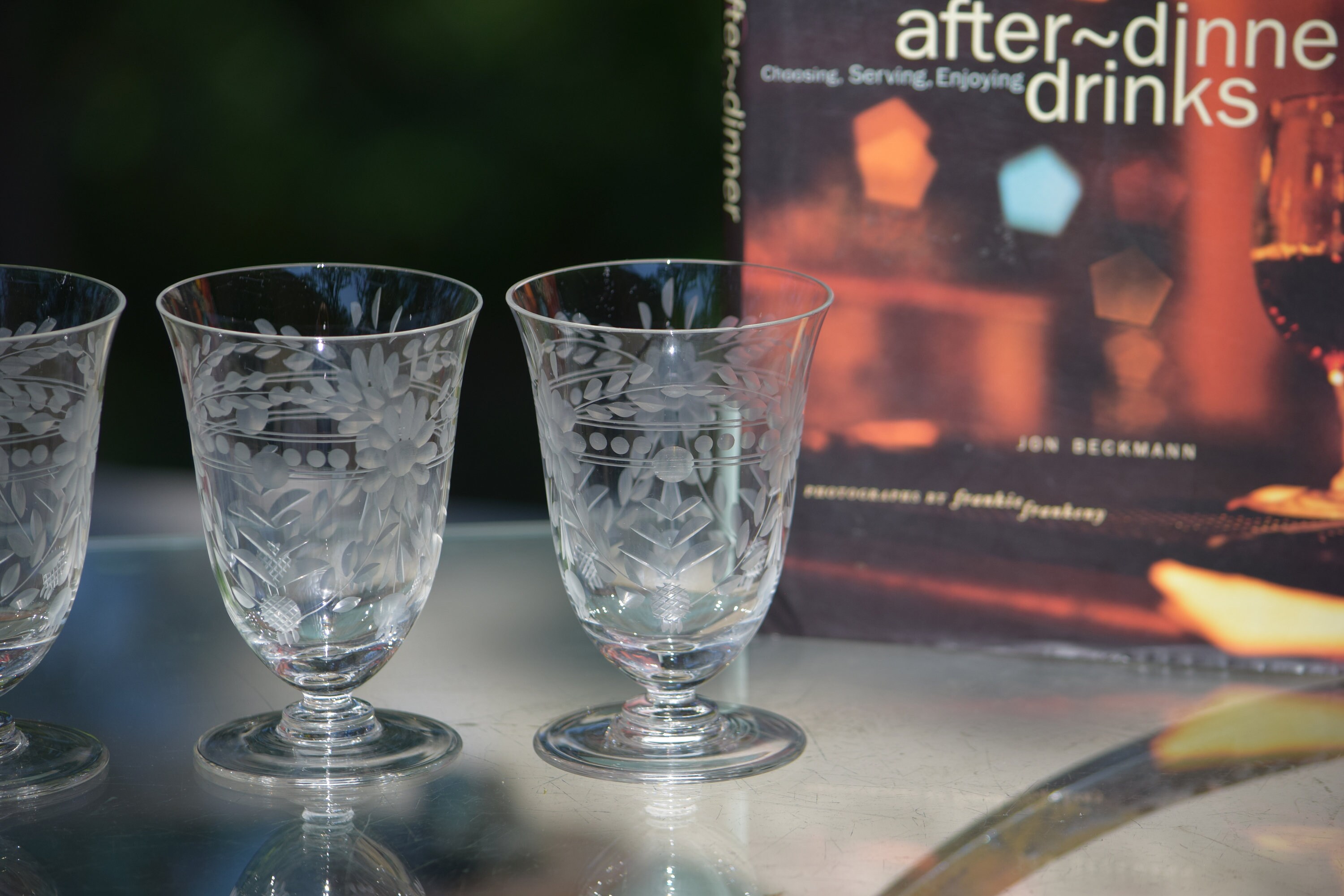 4 Vintage Etched Wine Glasses, 1950's, 6 oz After Dinner Drinks Port