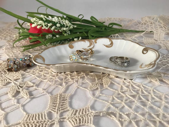 1 Vintage Porcelain Trinket Ring Dish ~ White Por… - image 4