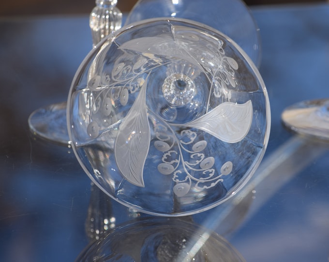 Vintage Etched Crystal Cocktail Glasses - Cambridge Martini Glasses, 1950s, Set of 4