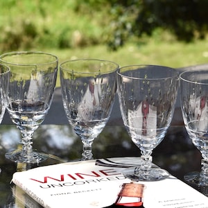 Vintage Tiffin Franciscan Crystal Wine Glasses - Theda Etched Glassware, Set of 5