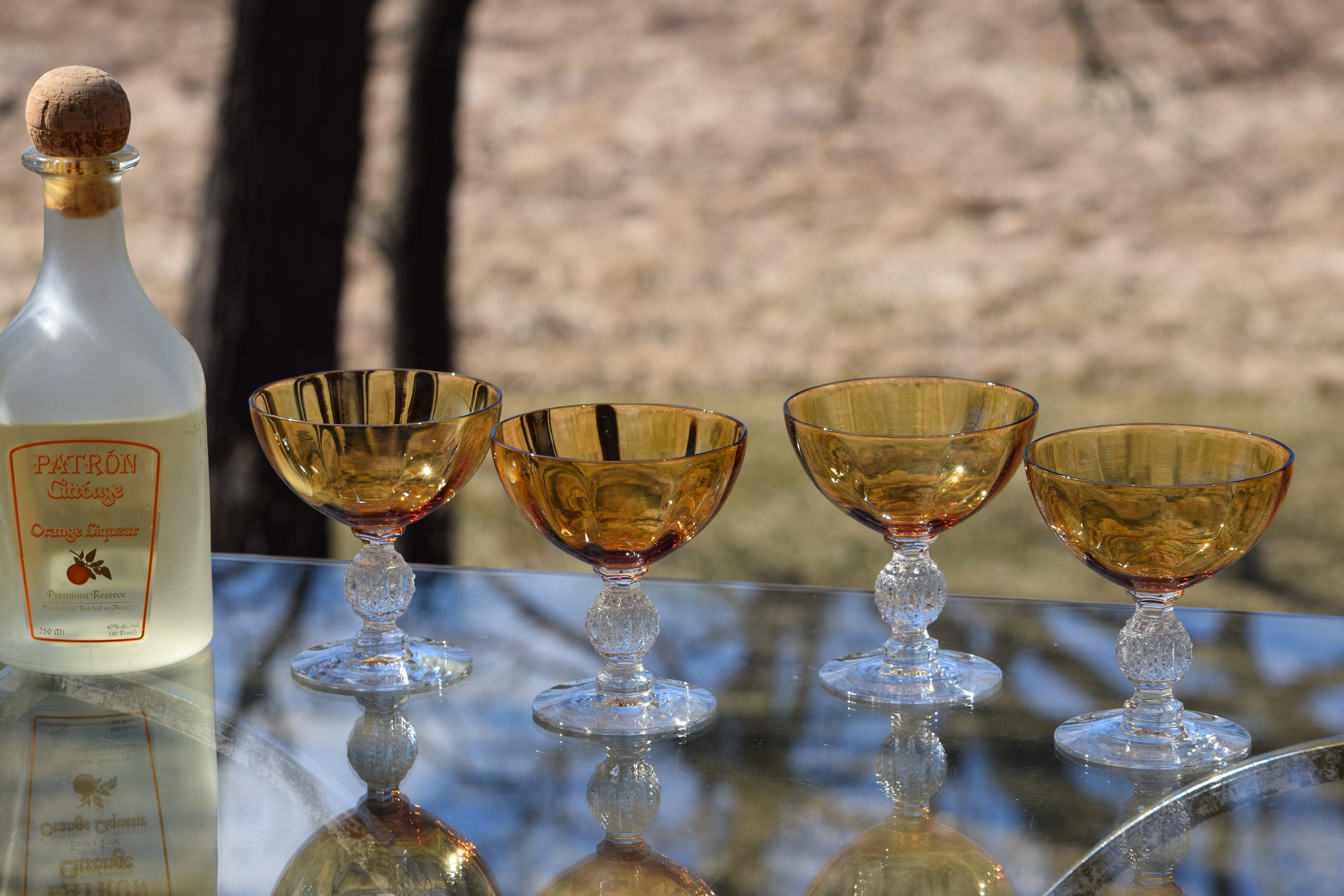 Vintage Amber Cocktail Martini Glasses, Set of 4, Cambridge, Aurora ...