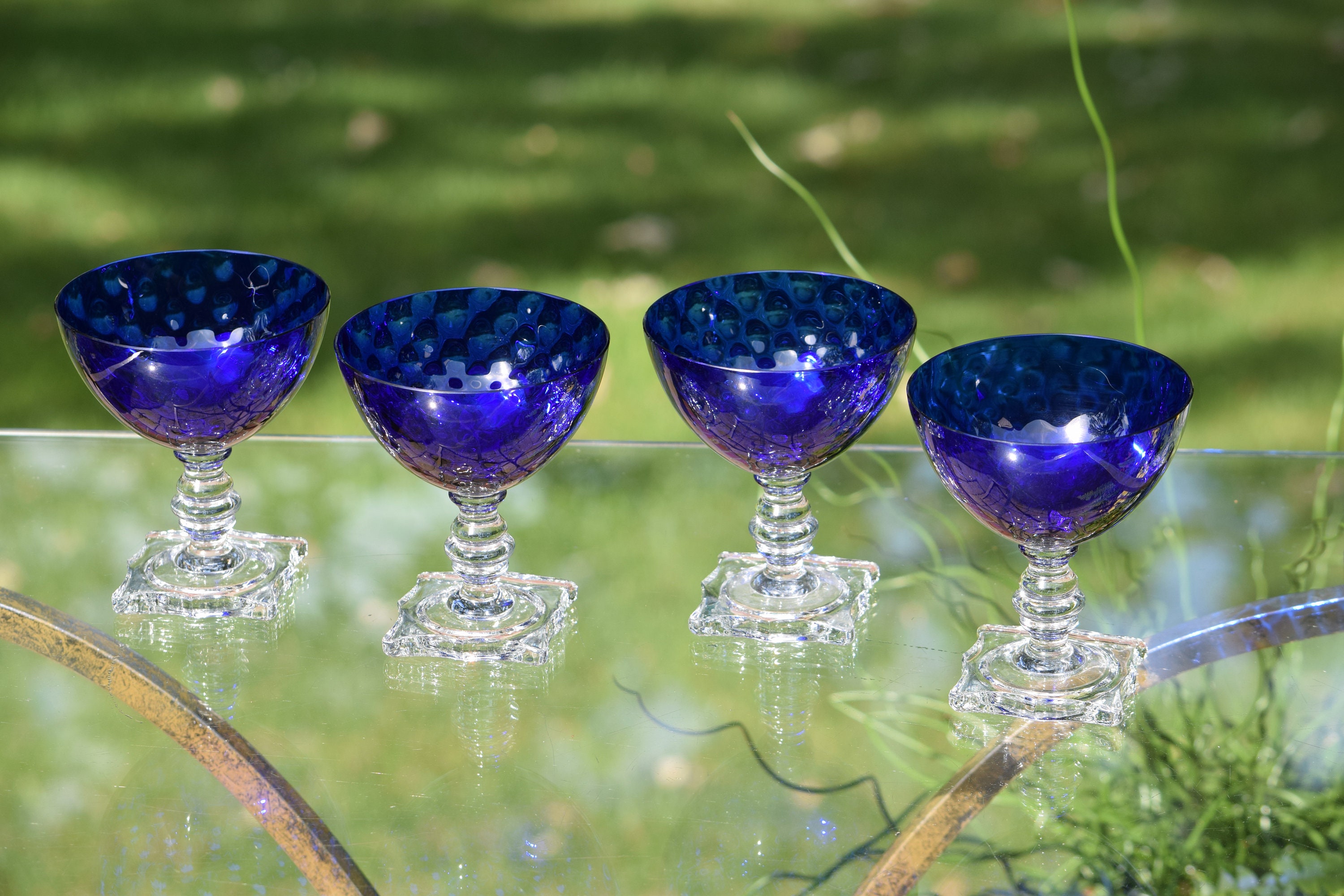 Vintage Cobalt Blue Cocktail ~ Martini Glasses Set Of 4 Seneca