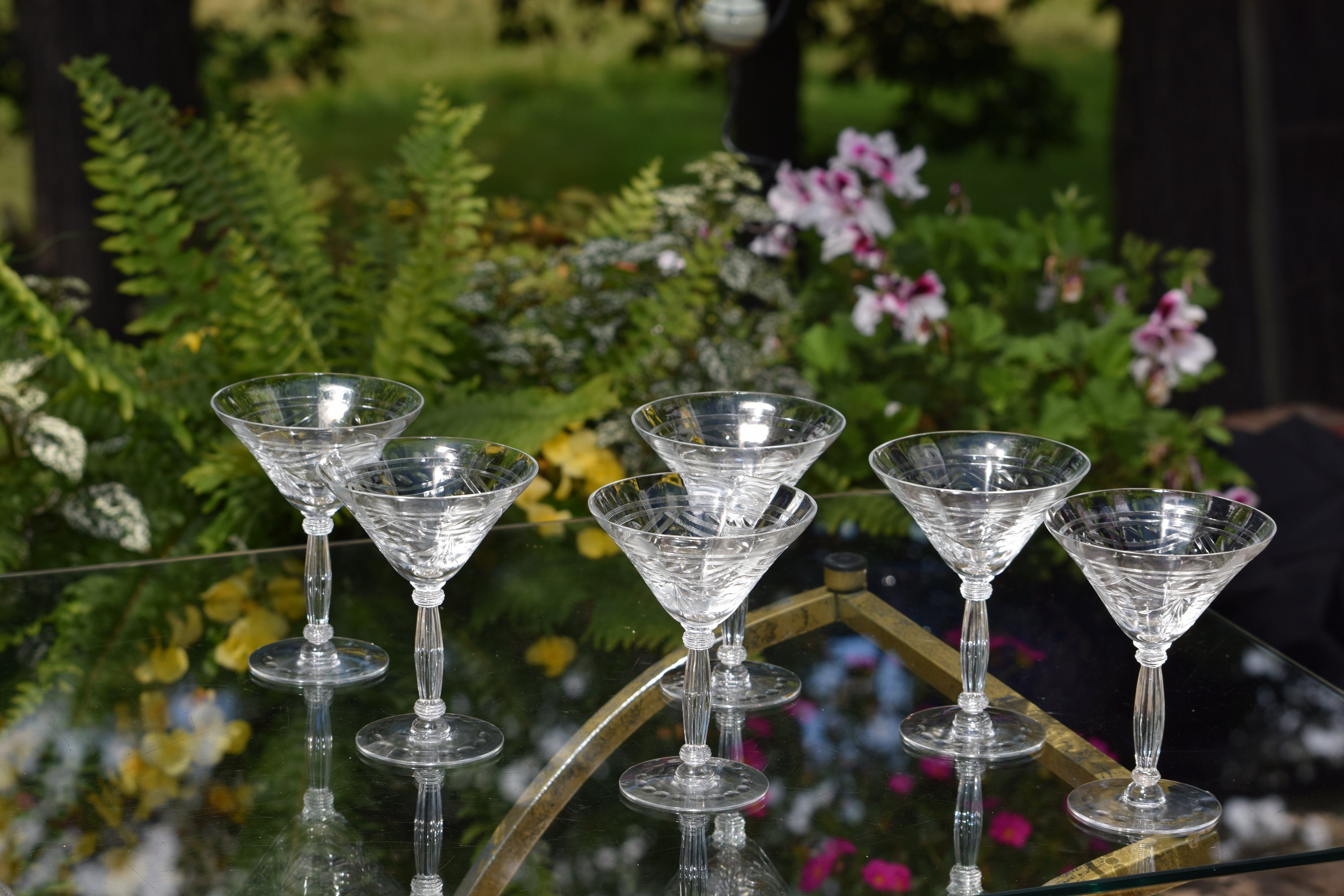 Reserved For Precious Sold Vintage Etched Art Deco Cocktail Glasses Set Of 6 Tiffin