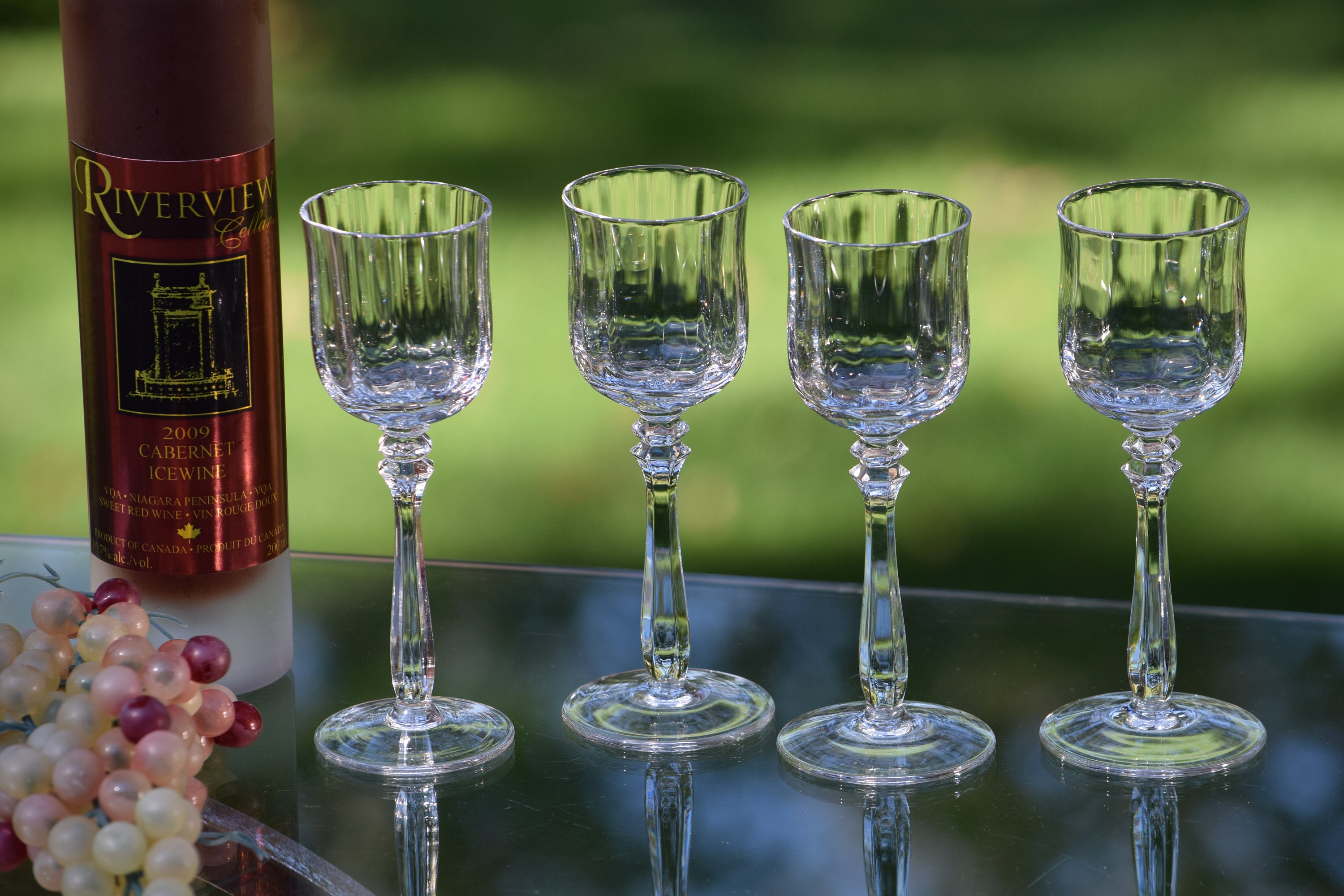 Vintage Crystal Wine Cordial Glasses, Set of 4, Mikasa, Seville, 1970's