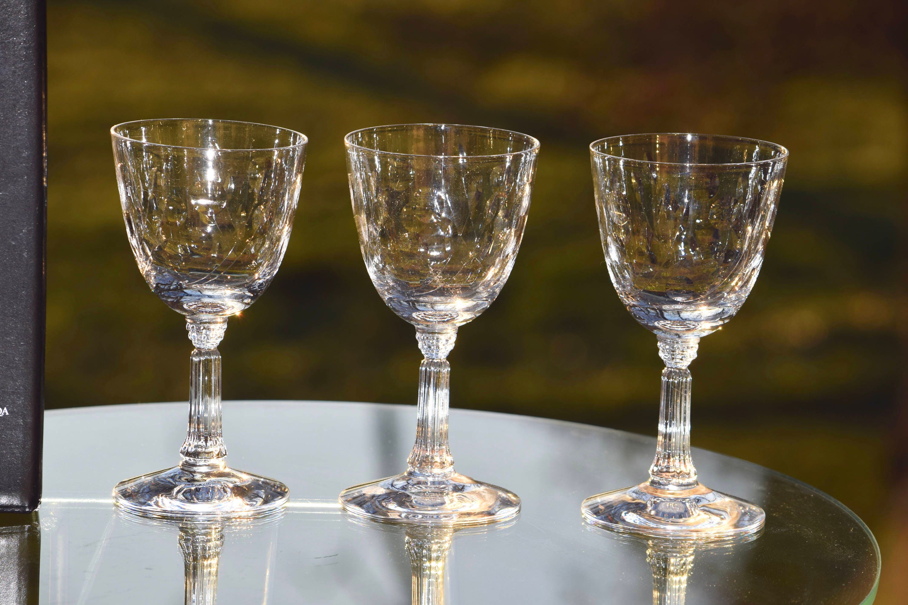 Vintage Etched Crystal Wine Glasses Set Of 7 Fostoria Circa 1950 S