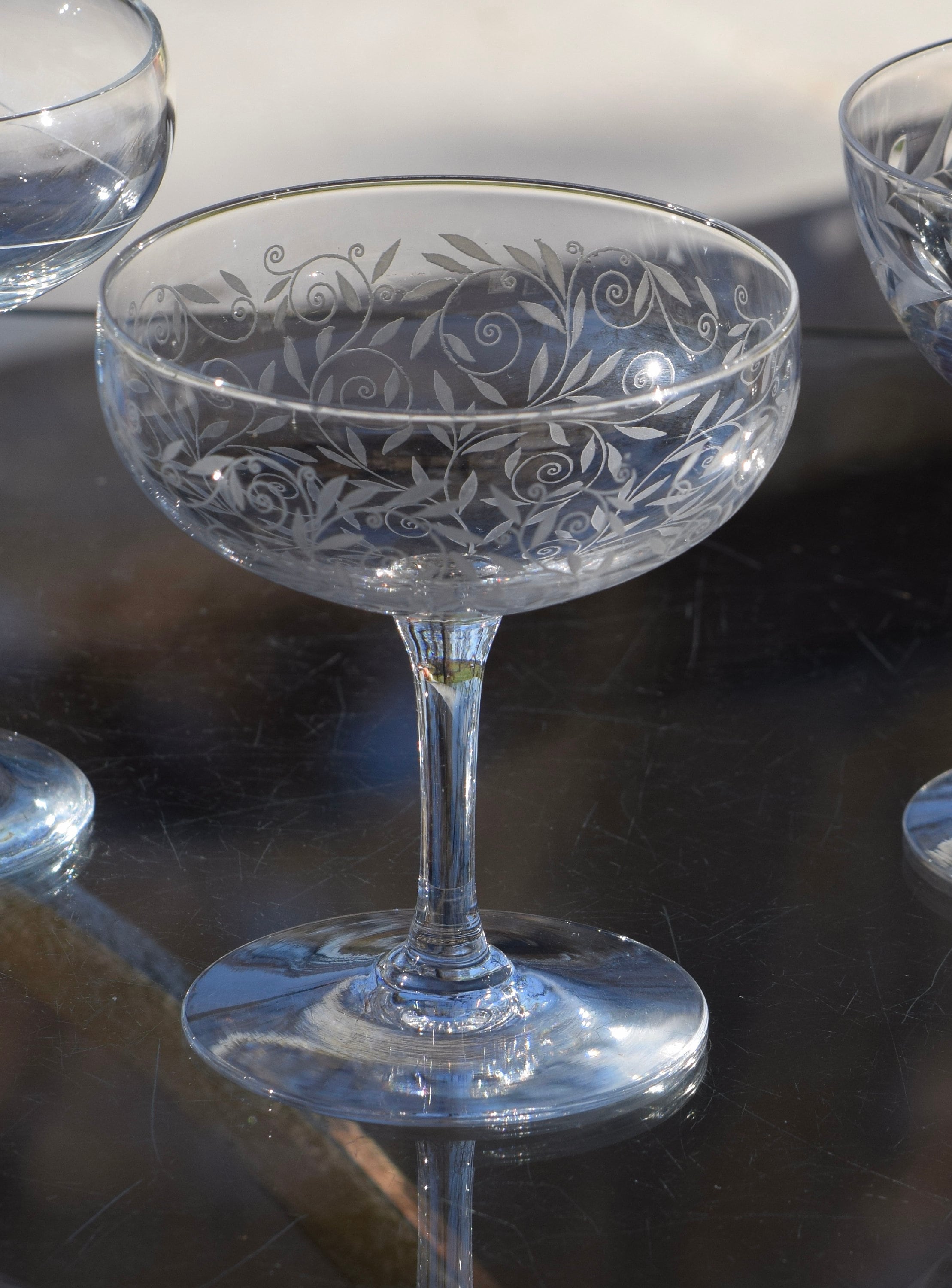 2 Vintage BACCARAT Crystal Cocktail Glasses, 2 Mis-Matched 2 Vintage BACCARAT Crystal Cocktail Glasses, 2 Mis-Matched