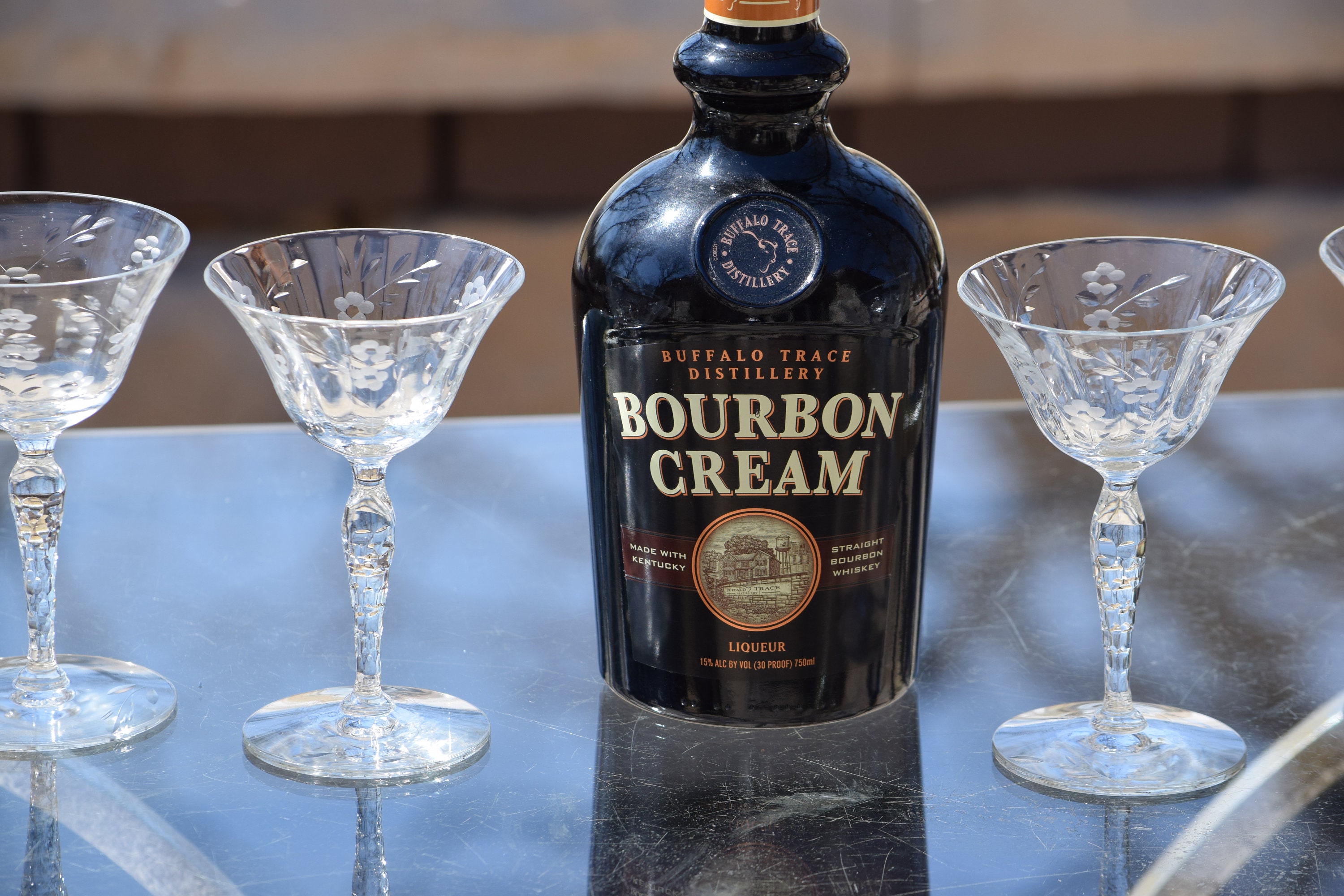 6 Vintage Etched Wine Liqueur Cordials, Faceted Stem 3 oz After Dinner