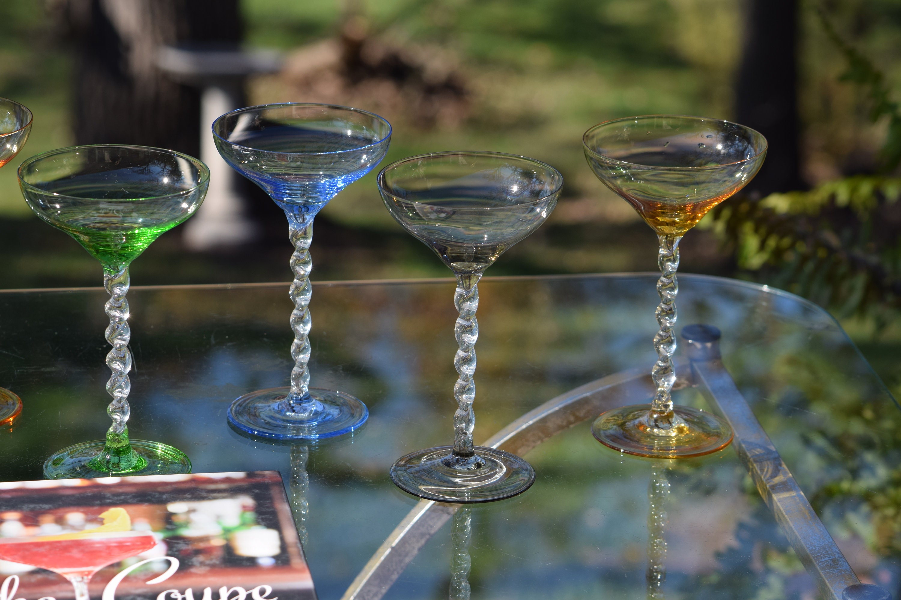 Unique Handcrafted Martini Glasses with Multicolored Twisted Stems — Red  Co. Goods