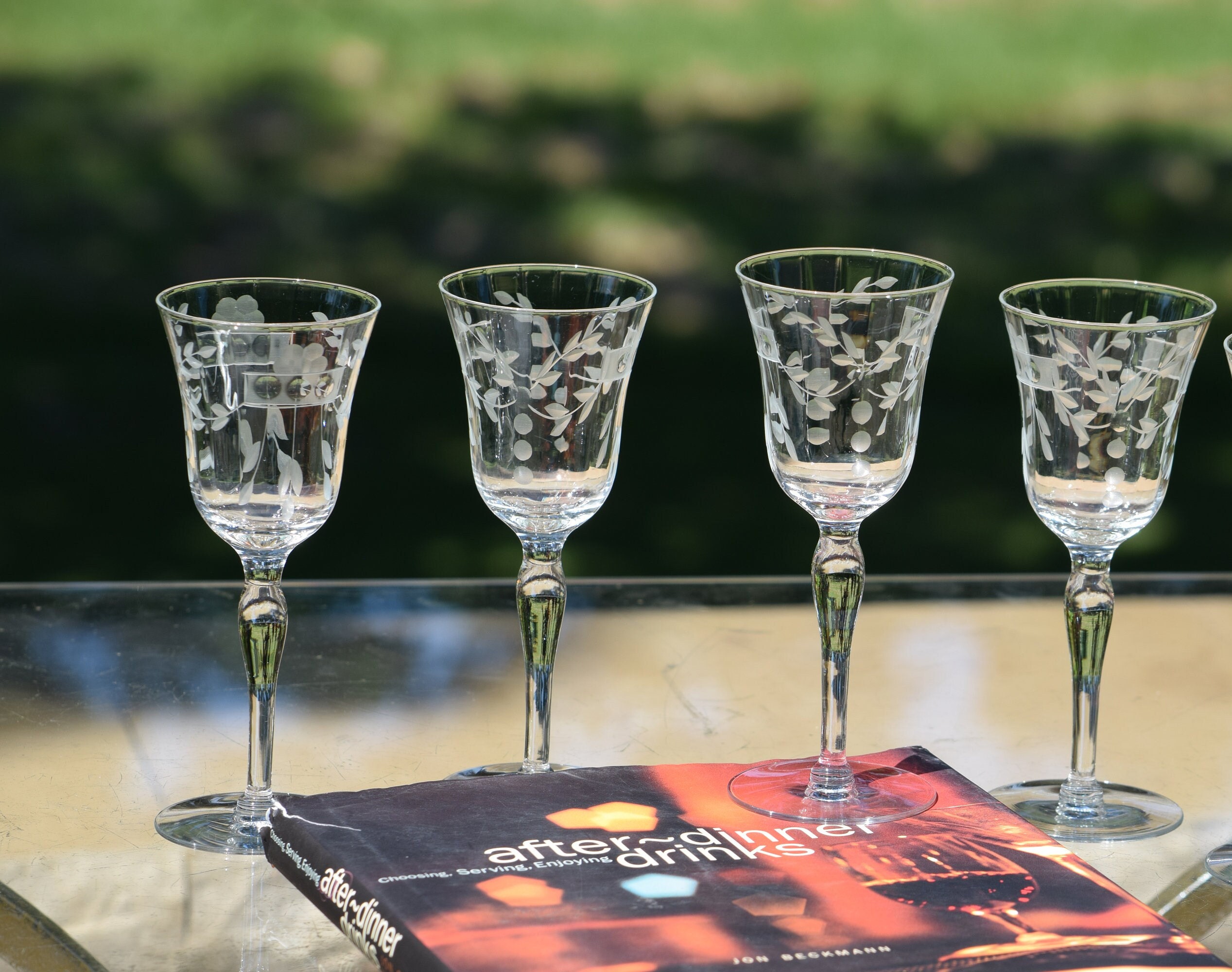 4 Vintage Etched Port Wine Glasses ~ Aperitif 3 oz After Dinner Drink  Glasses, Port Wine ~ Dessert Wine Glasses, Small 3 oz Wine Glass