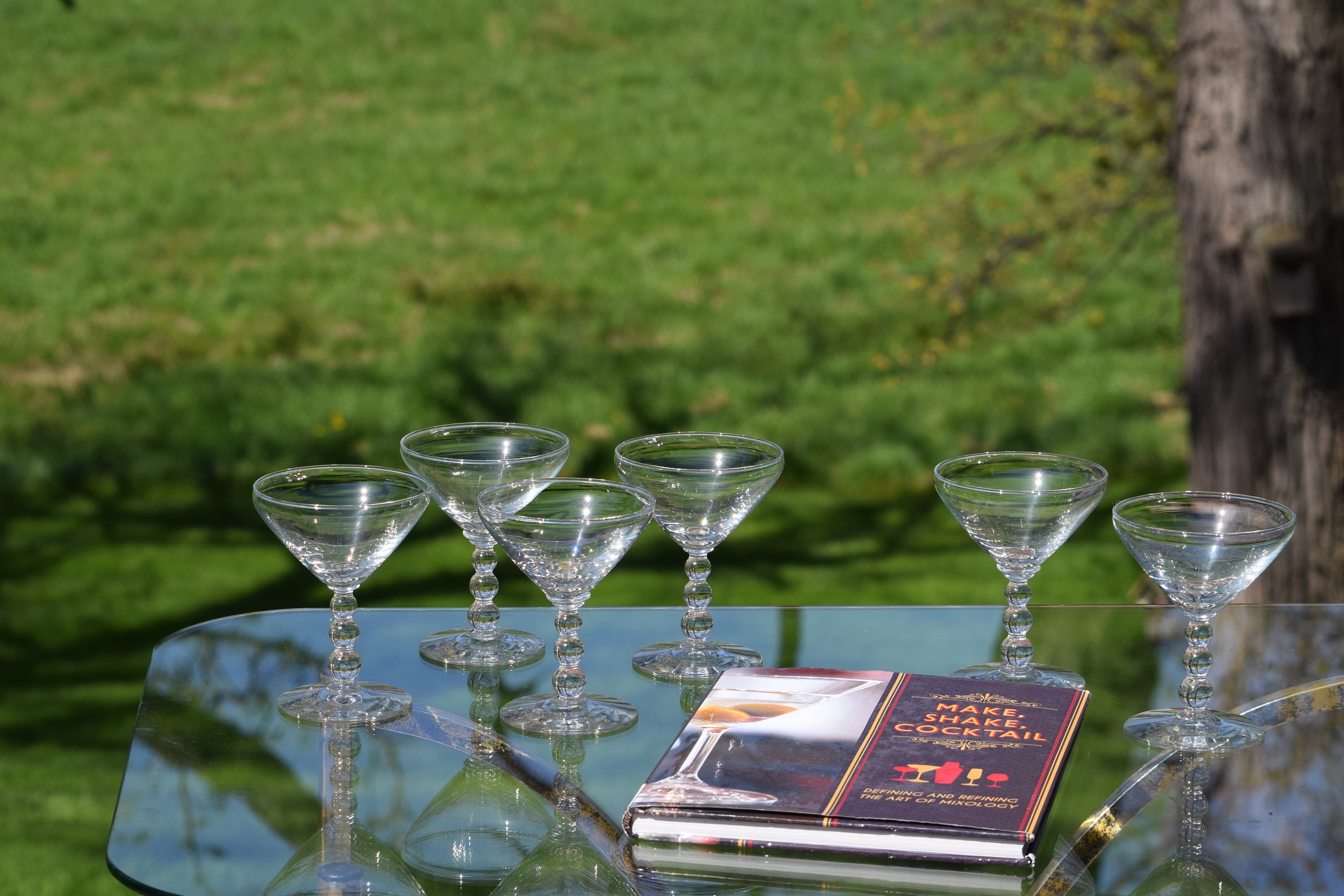 6 Vintage Cocktail - Martini Glasses, Candlewick, circa 1950's