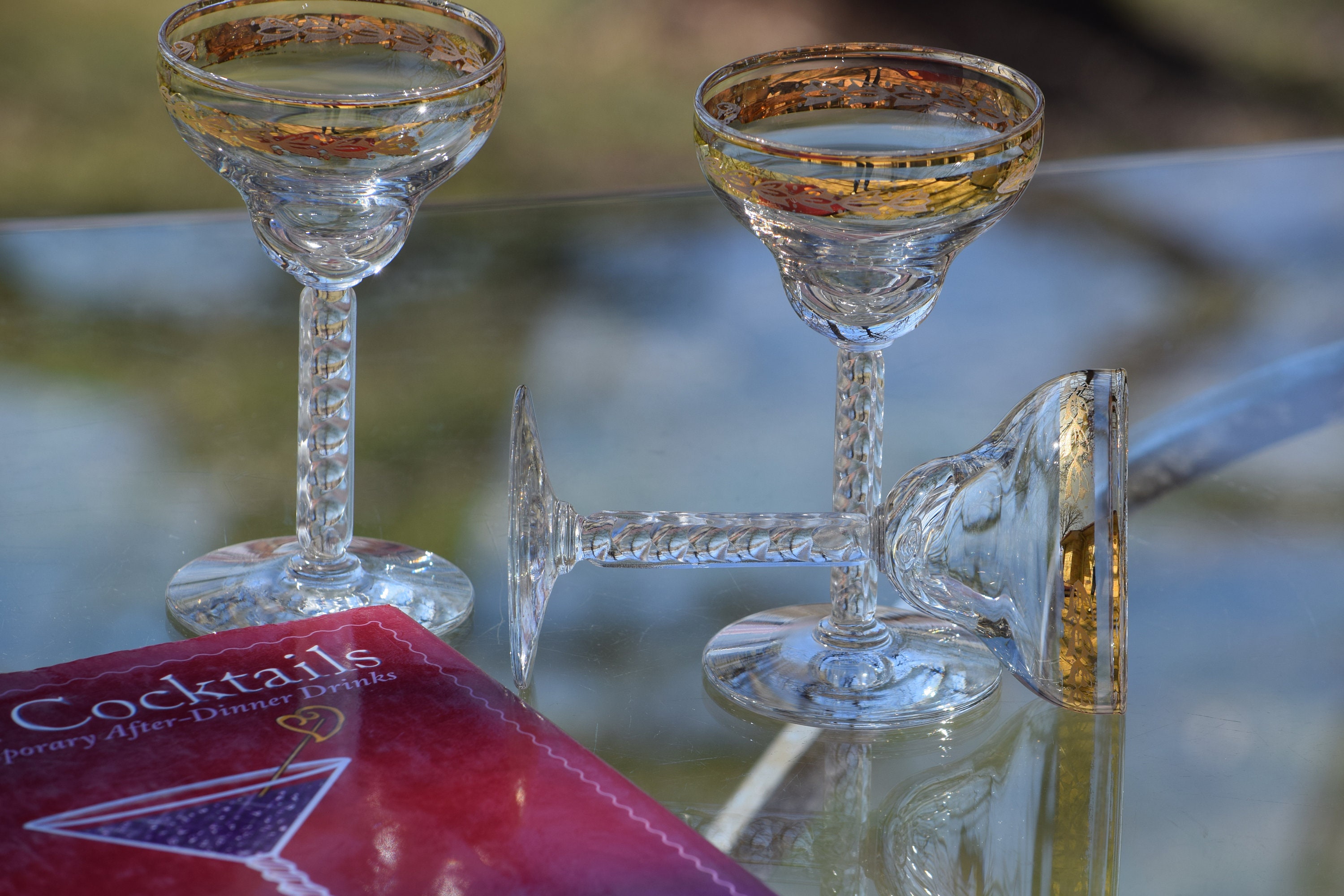 Vintage GOLD Rimmed Liquor Wine Glasses, Set of 4, After Dinner