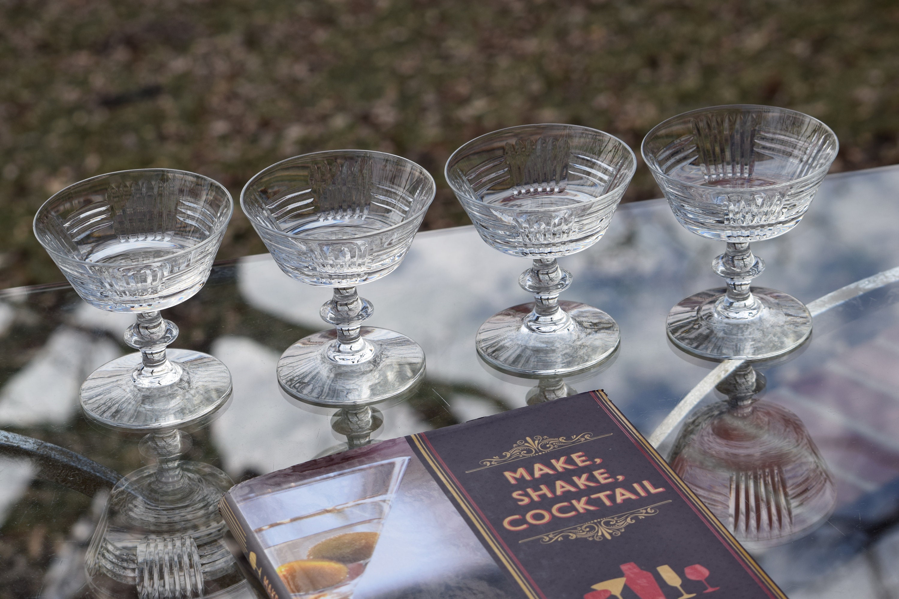 Vintage Cocktail Martini Glasses, Set of 4, circa 1950's, Vintage