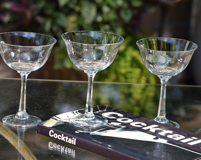 IT'S HAPPY HOUR!  5 Vintage Crystal Cocktail Martini glasses, Lenox, Allure, 1970's, Nick and Nora, Lemon Drop Martini, Home Bartender Gifts