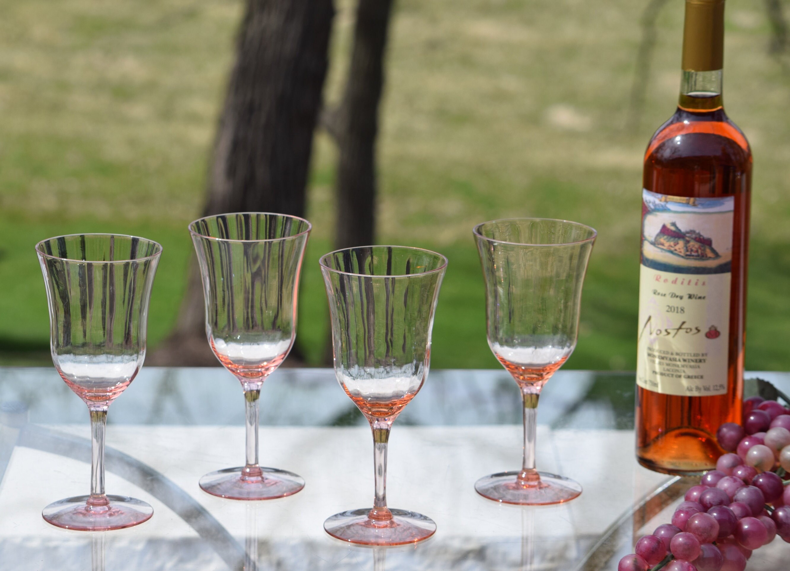 GOODS — Vintage Pink Stemmed Wine Glass